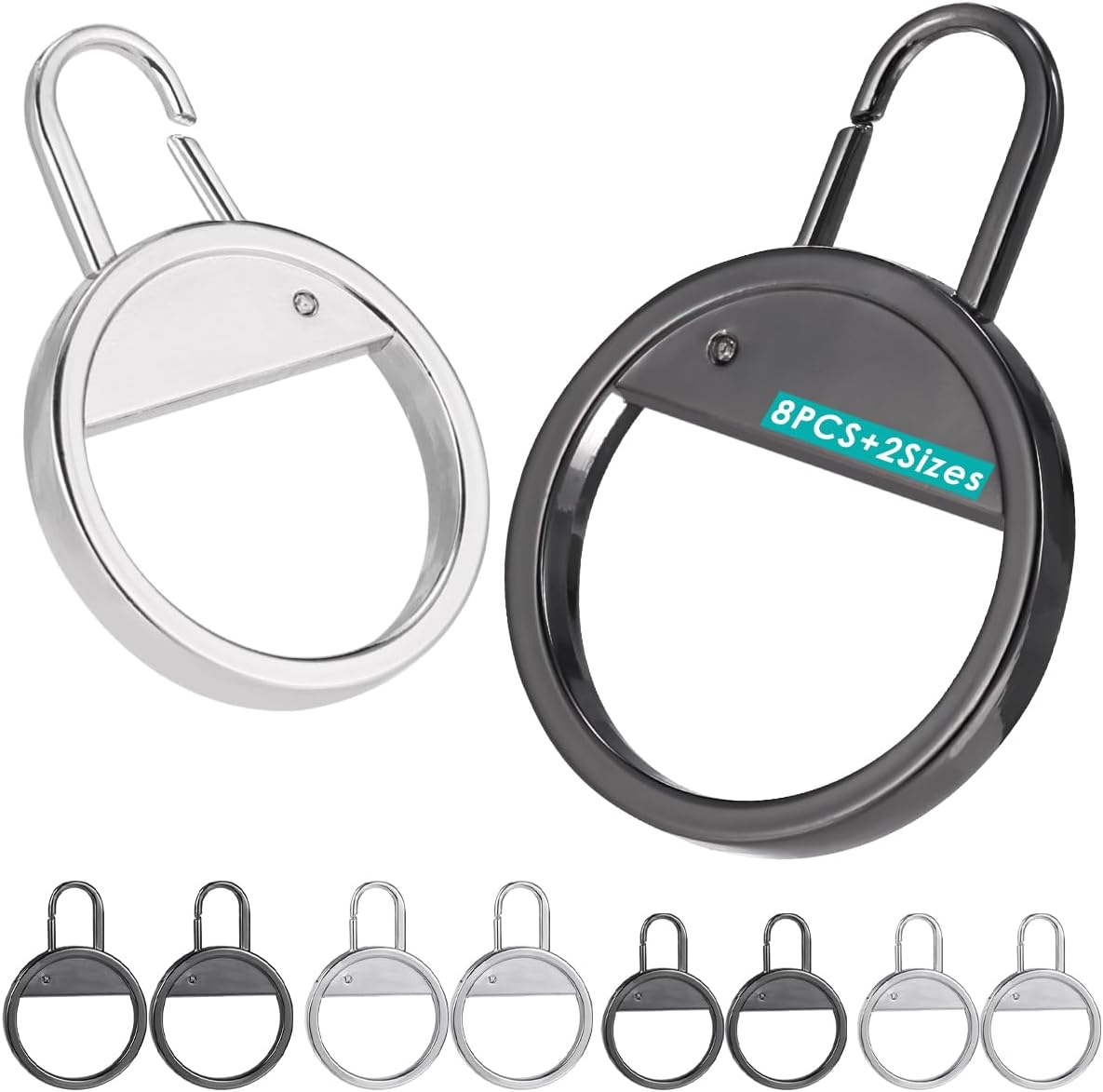 Circle Zipper Pull Replacement Zipper Handle Replacement Zipper Handle Mend Fixer Zipper (Black/Silver)