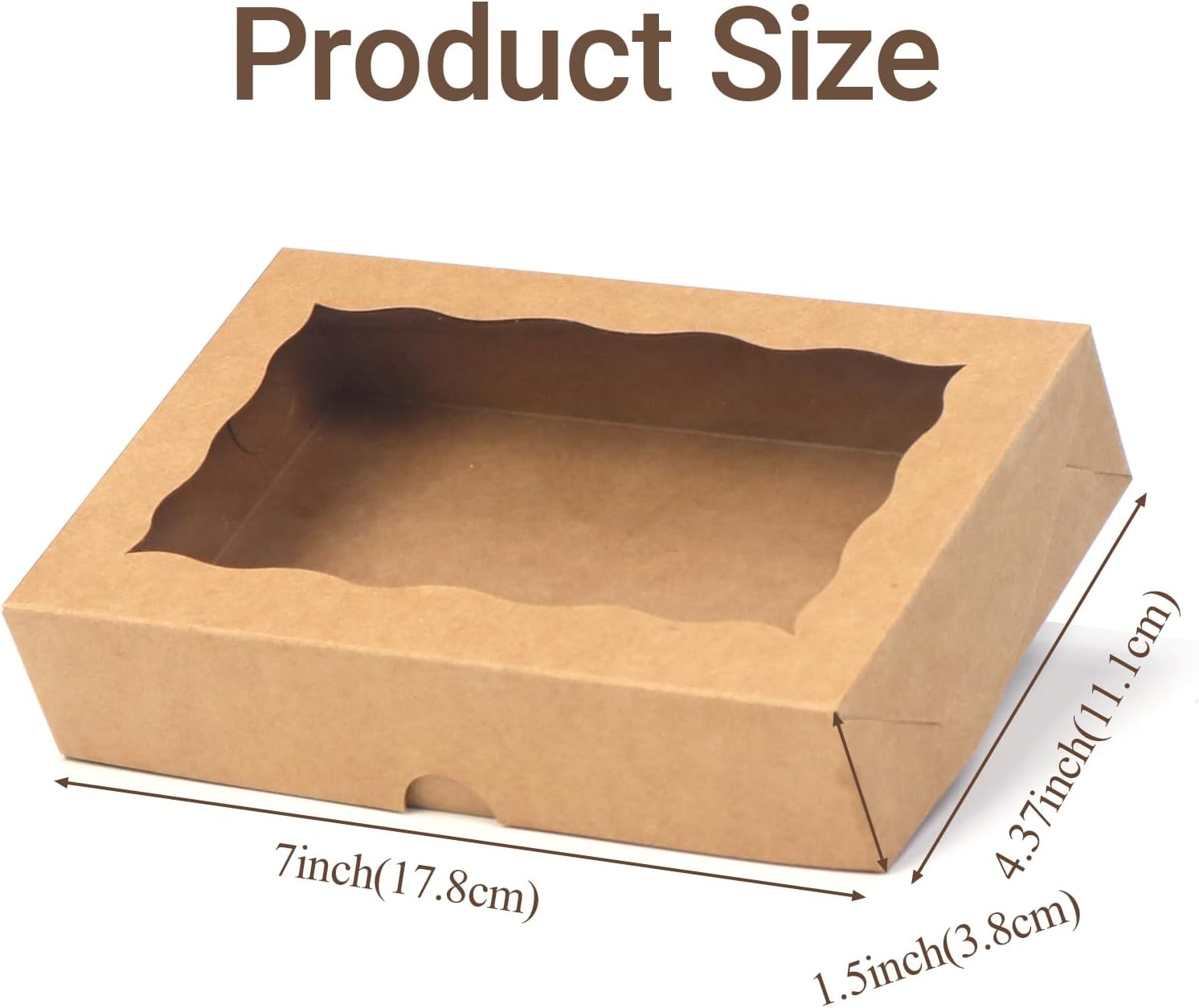 Romanticbaking 50 Pack DIY Assembly Brown 7 X 4 3/8 X 1&frac12; Inches Cookies Boxes Bakerytreat Boxes Packaging for Macaron Chocolate Truffle Cakesickle image number 6