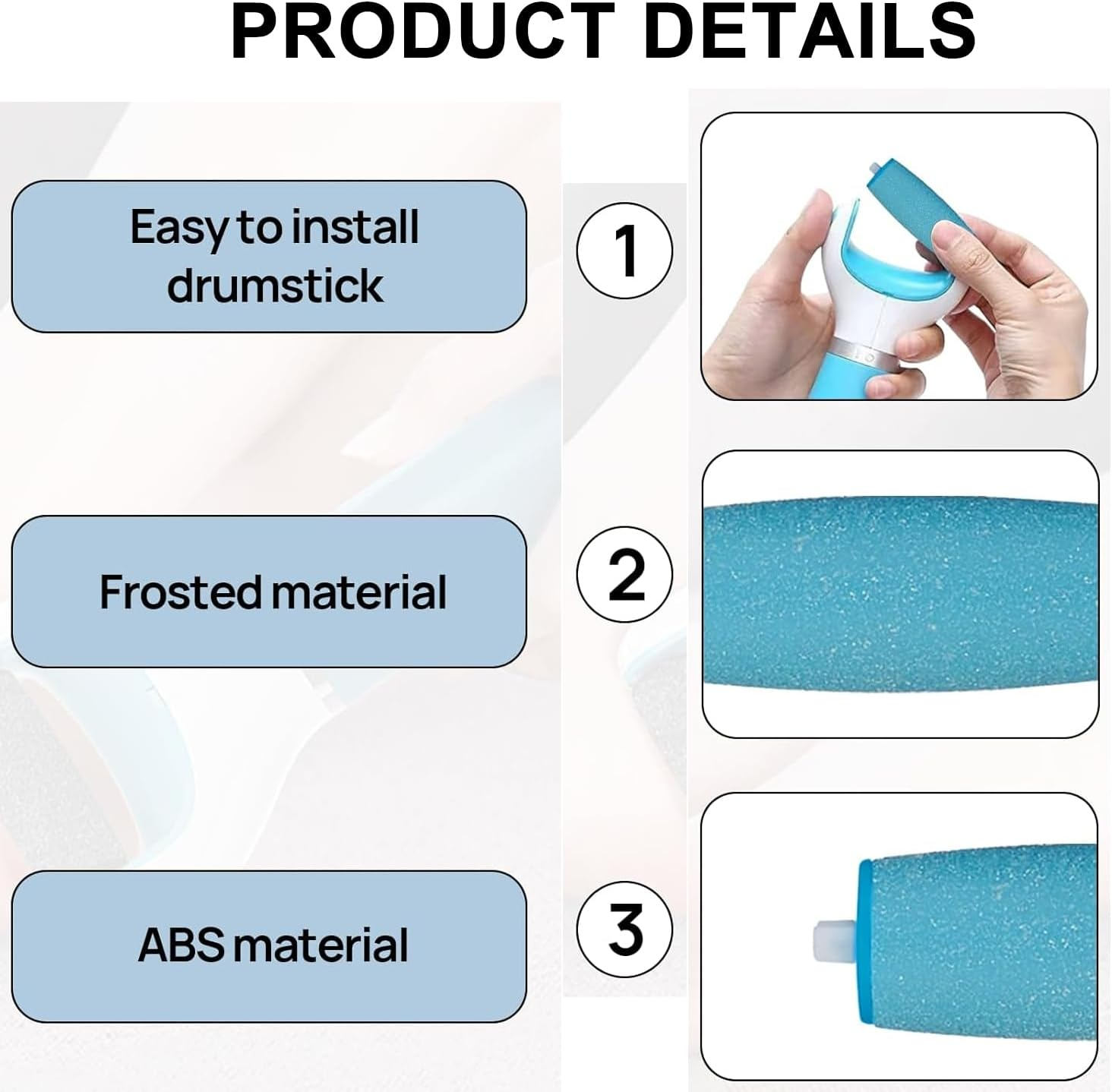 Callus Remover Replacement Rollers Extra Coarse Mineral Diamond Particles Pack of 12 3 Roughness Levels image number 5