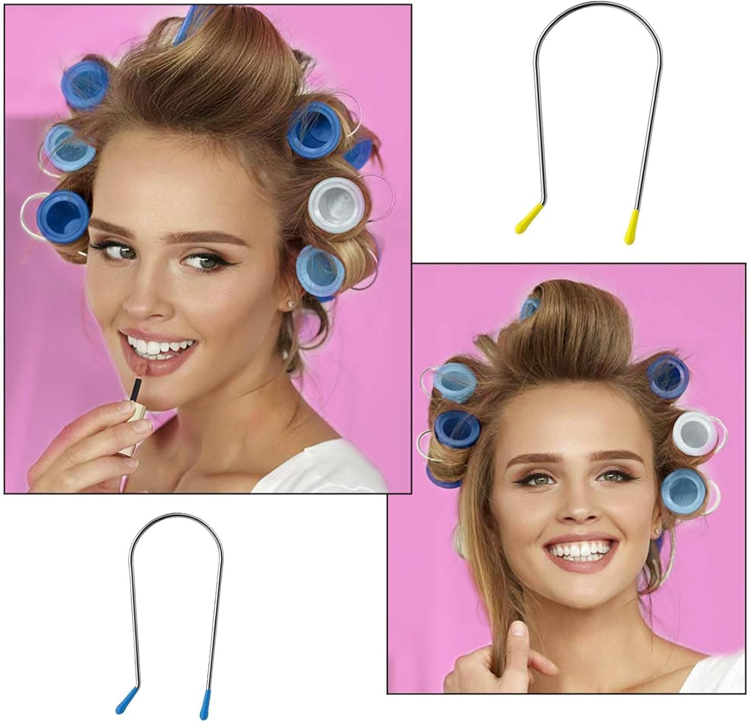 24 Pcs Hot Curler Clips Replacement Kit,3 Sizes Hot Curler Clips Replacement Pins Hot Roller Strong Securing Clips, Stainless Steel for Electric Rollers,Assorted Hot Roller Clips Large,Hot Curler Clip image number 2