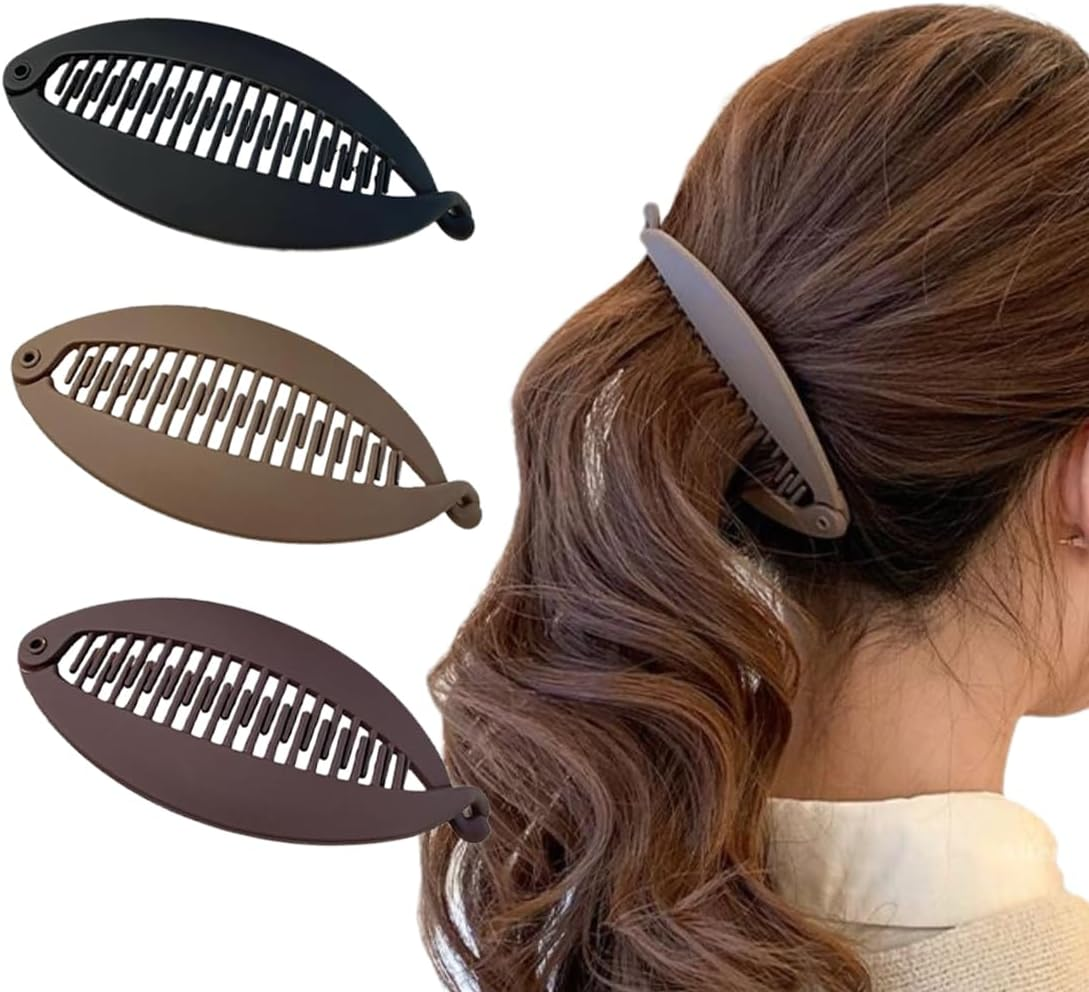 MIRKUZI Hair Clips 3 Pack Banana Clips Banana Clips Hair Banana Hair Clips Women Hair Clips Banana Girl Retro Banana Hair Clips Ponytail Banana Clips