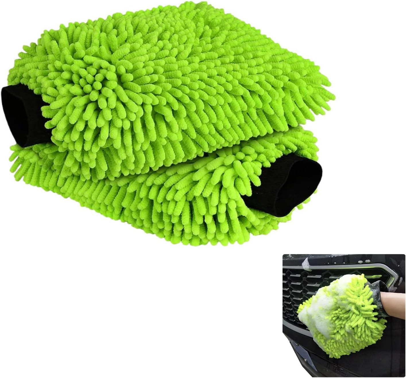 Chenille Microfiber Wash Mitt 2 Pack, Super Soapy Suds, Sponge for Washing Car, Removes Dirt and Grime on Paint, Glass, Plastic and Chrome, Professional Grade Microfibre Sponge for Car Washing image number 2