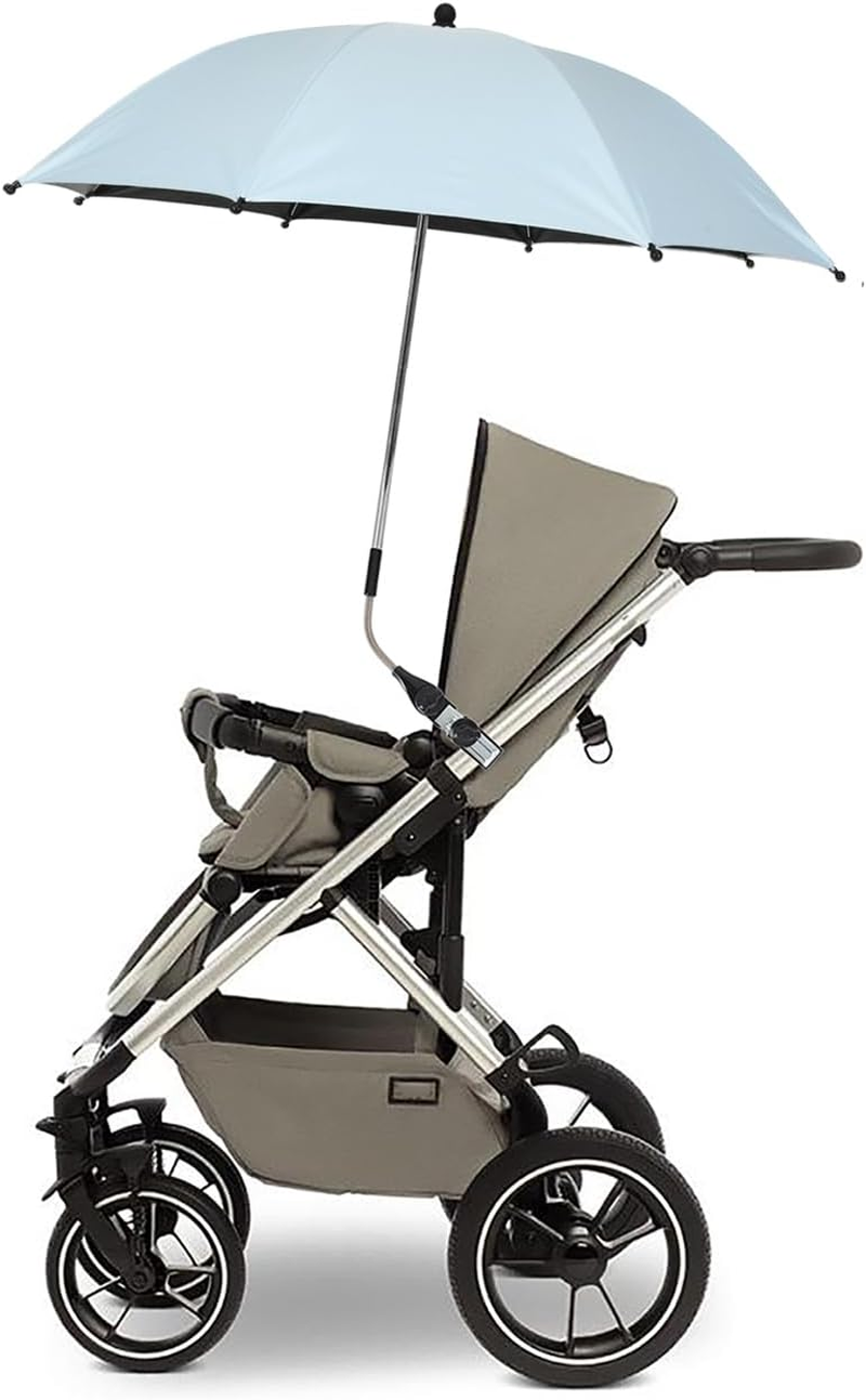 Baby Pram Umbrella with Adjustable Clamp,Buggy Parasol with Clip on Fixing Device UPF 50+,For Pushchair Strollers (Blue)