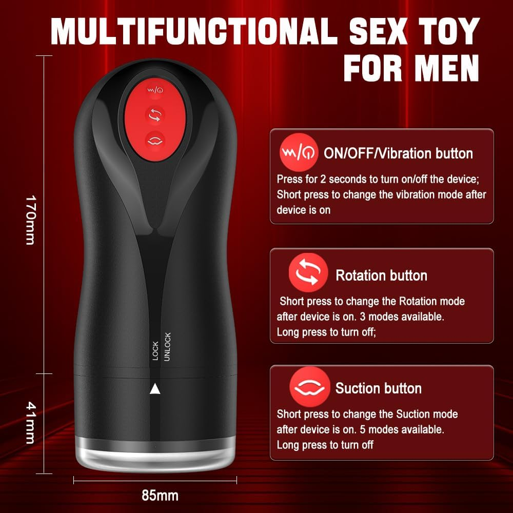 Hephix Sucking Masturbator Cock Delay Trainer for Men &ndash; New Automatic Masturbators Cup with 10 Vibration Modes & 5 Twisting Sucking & 3 Rotating Sucking, Penis Pump Stroker Cock Trainer for Men 1 More Lubricating Oil image number 5