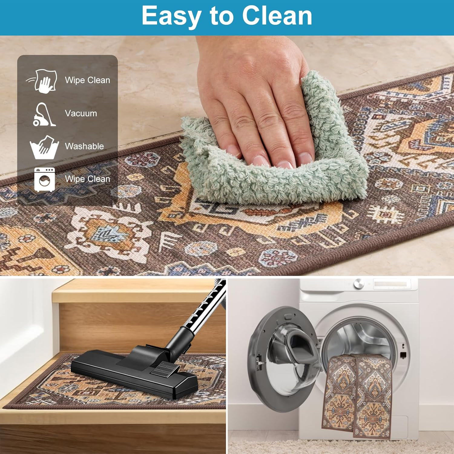 Non-Slip Carpet Stair Treads for Wooden Steps Indoor Set of 15 Pack 8" X 30" Peel and Stick Reusable Staircase Stair Runners Rugs, Soft Safety for Dogs, Kids & Elders, Stairway Grip, Brown image number 6