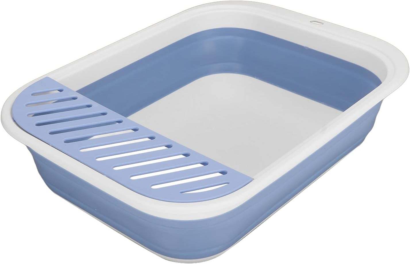 Cat Litter Box, Semi Enclosed Easy Cleaning Splash Proof Foldable Kitten Toilet, Waterproof Cat Travel Litterbox Cats Litter Pan with Litter Sifting Scoop for Indoor Cats Kittens Small Pets(Grey)