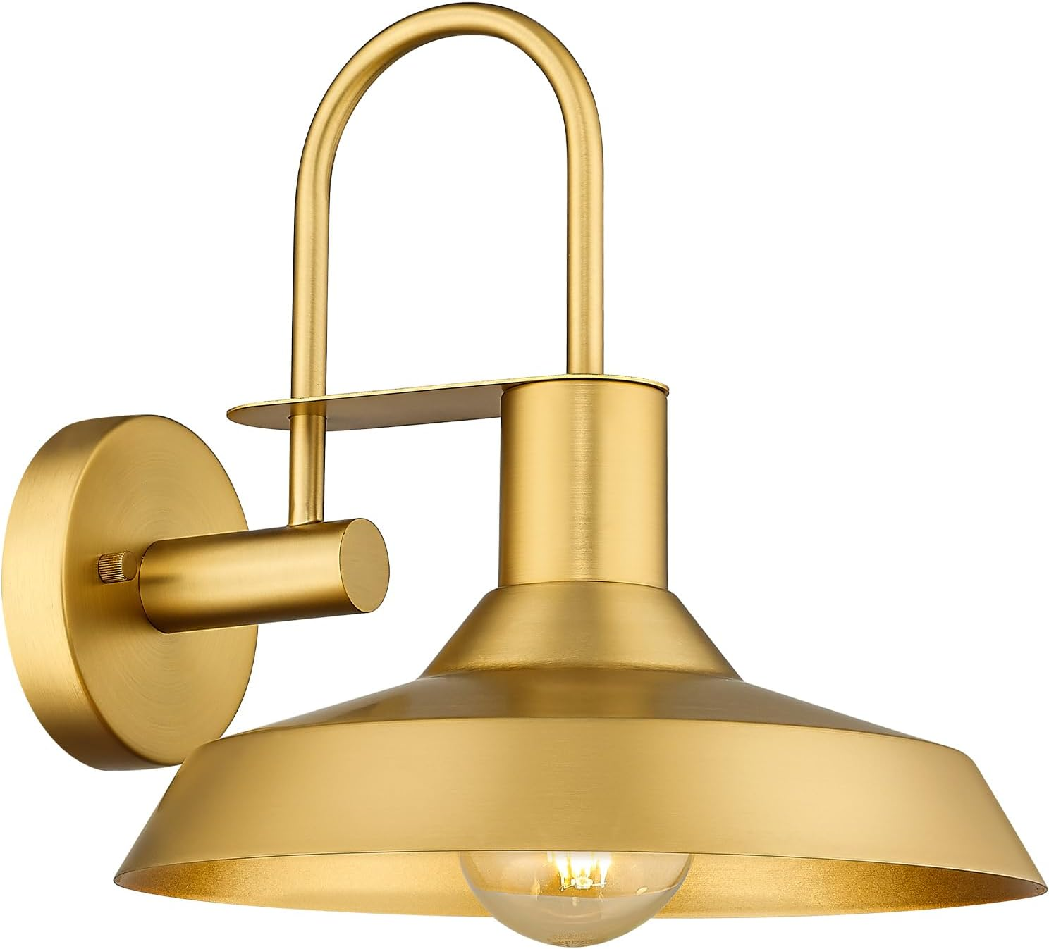 EMLIVIAR 2 Pack Vintage Wall Lighting Fixture, 12 Inch Gooseneck Outdoor Barn Light, Metal Wall Mounted Lighting in Gold Finish, AUJX18-1W-2PK BG