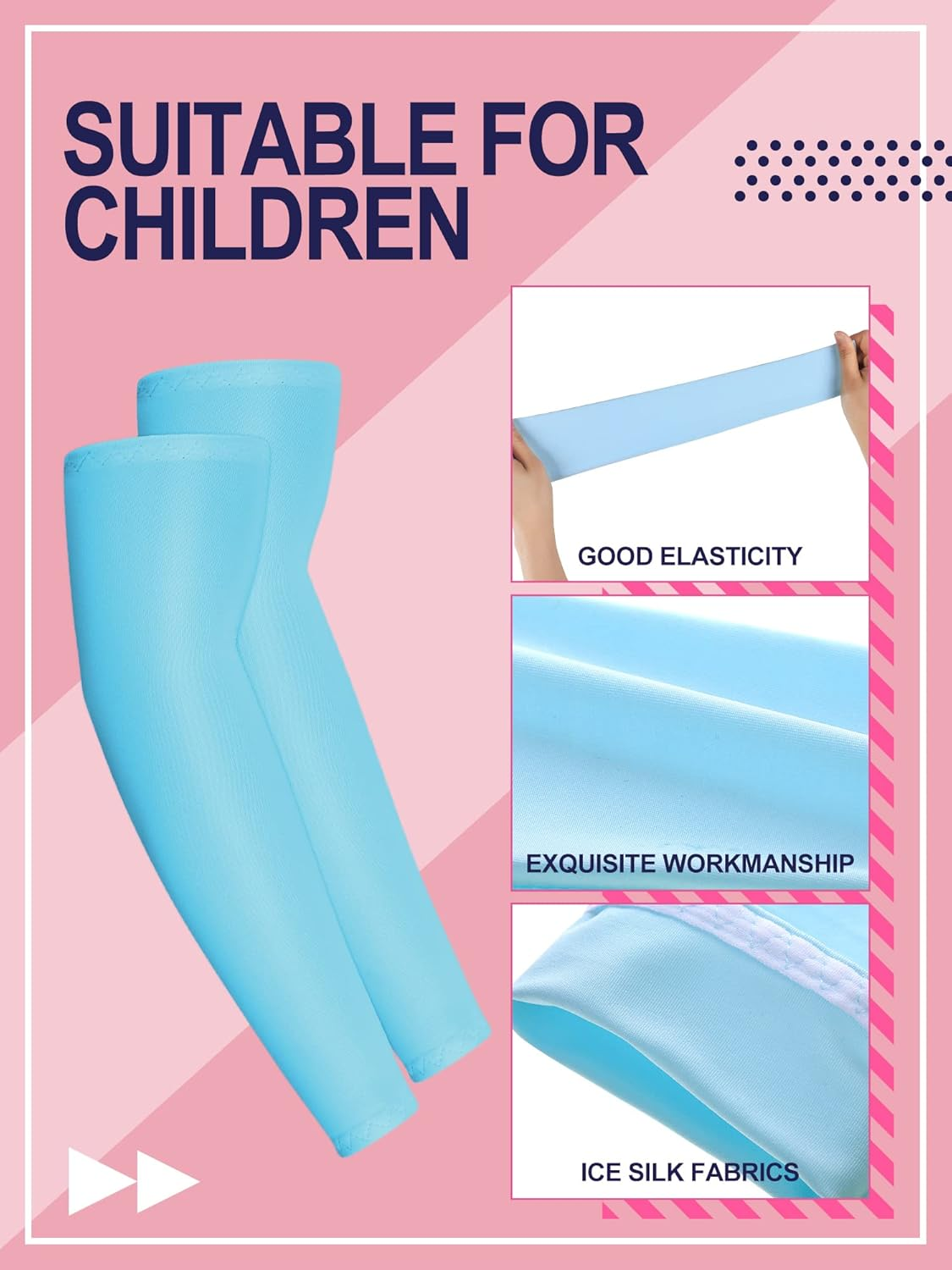 Xuhal 10 Pairs Arm Sleeves for Kids Arm Compression Sleeves Baseball Sleeve UV Sun Protection Cooling Sleeves - Cute Color image number 5