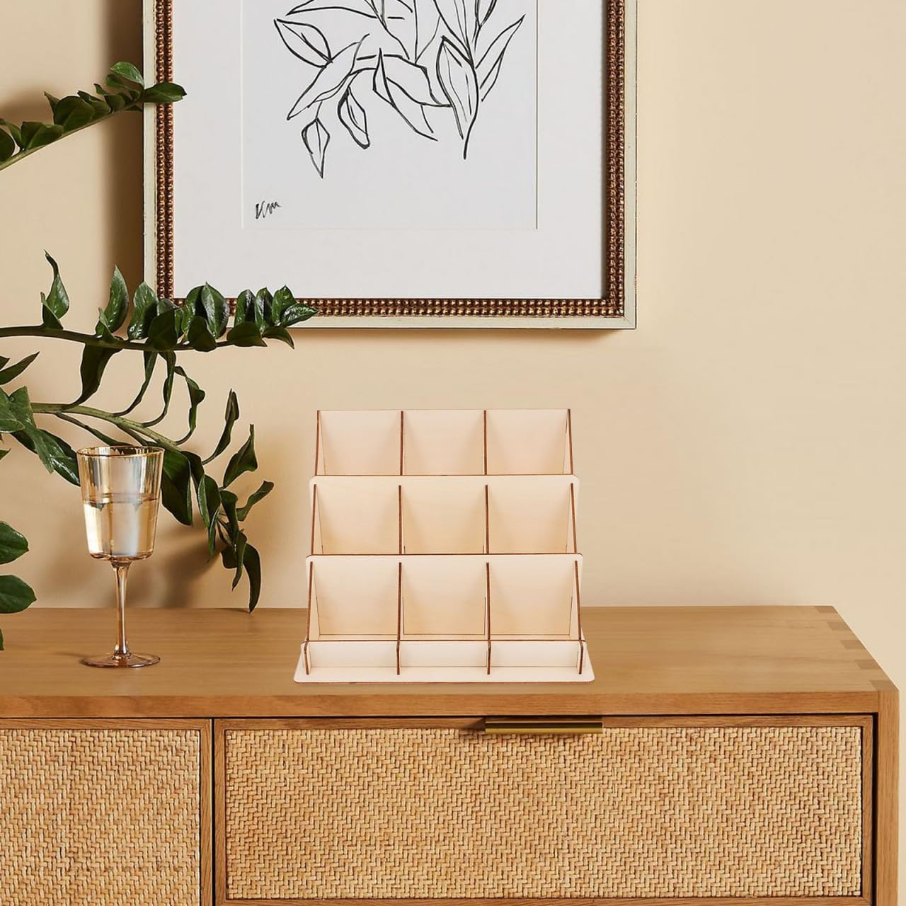 NUOBESTY Wooden Greeting Card Display Stand - Multi-Purpose 3-Tier Organizer for Business Cards, Postcards, Stickers, and Crafts, Ideal for Desk, Counter, Office, and Retail Use image number 6