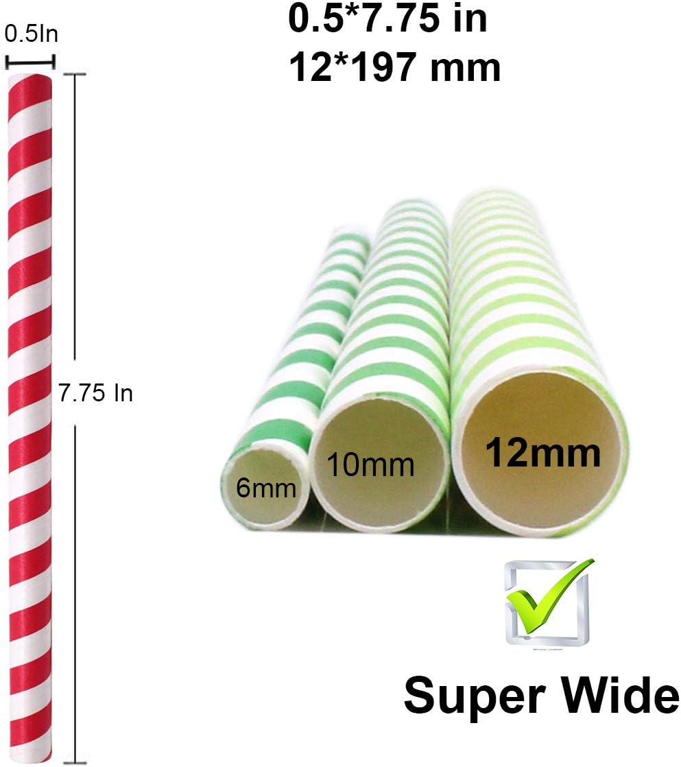 Boba Straws Bubble Tea Straw Disposable Paper Straws Extra Super Wide 0.5" 12Mm Large for Smoothie Jumbo Drinks Milkshake Tapioca Pearls Party Supplies Decorations Biodegradable Colorful 50 Pcs - Kraft image number 4