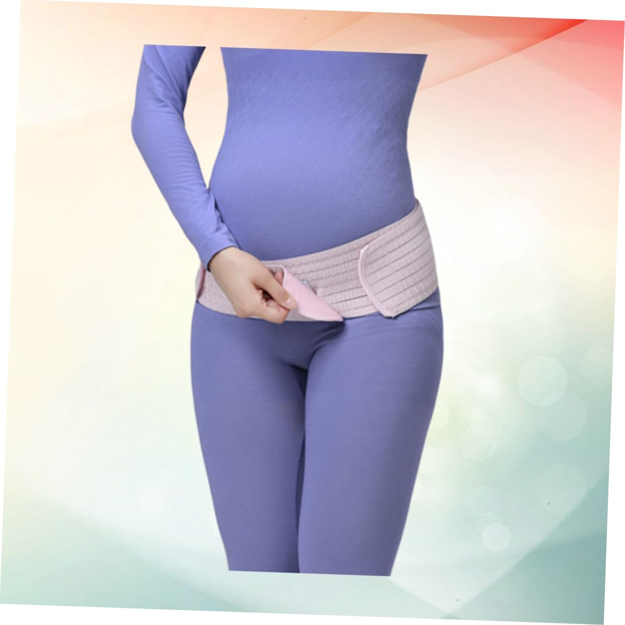 ERINGOGO Pregnant Women Breathable Abdominal Support Belt Dual Purpose Postpartum Pelvic Band Adjustable Belly Band for Maternity (Pink One Size) image number 6