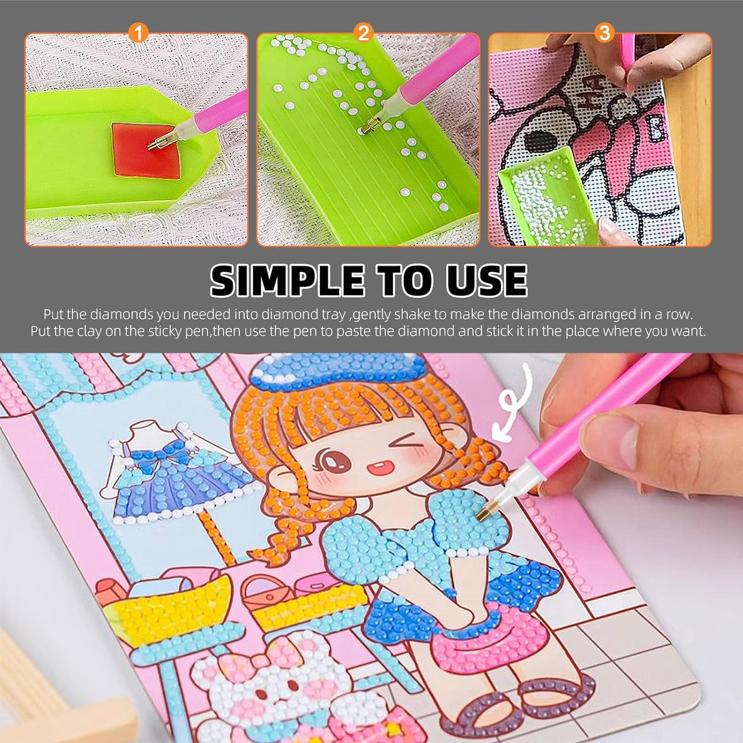 Tanstic 23Pcs DIY Diamond Painting Tool Kit, 5D Diamond Painting Tool, Diamond Art Tools and Accessories with Diamond Painting Roller and Diamond Embroidery Box for Adults or Kids Diamond Art Crafts image number 1