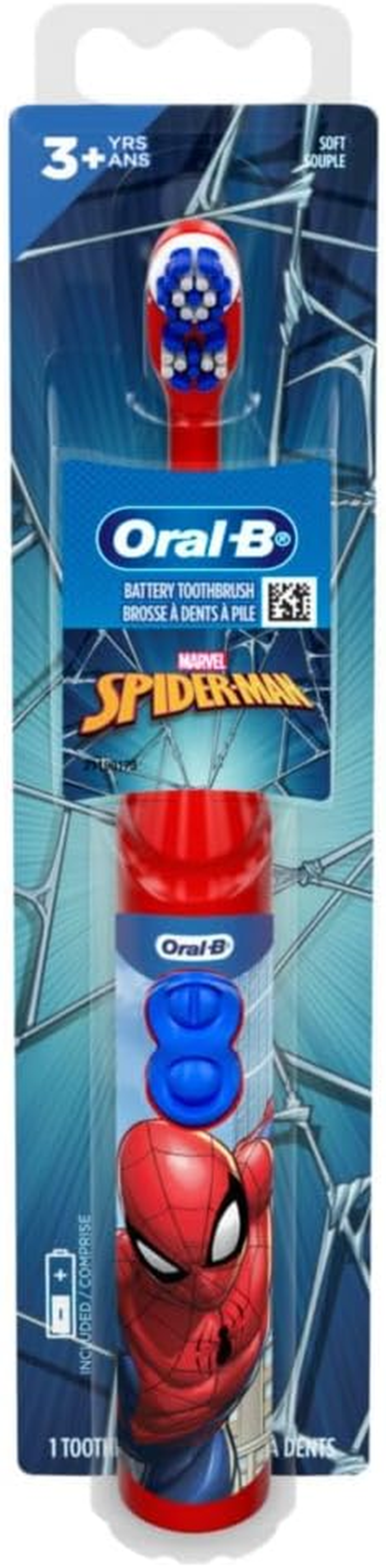 Oral-B Kid'S Battery Toothbrush Featuring Marvel'S Spiderman, Soft Bristles, for Kids 3+