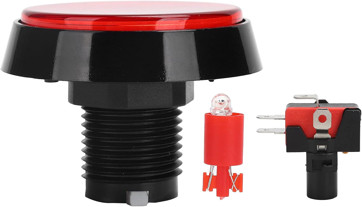 60Mm Push Button, 3‑Foot Big round Button for Crane Machine Game Console, with LED Light, Rotating Bracket, Easy to Use. (Red+Led+Tripod Switch) image number 1