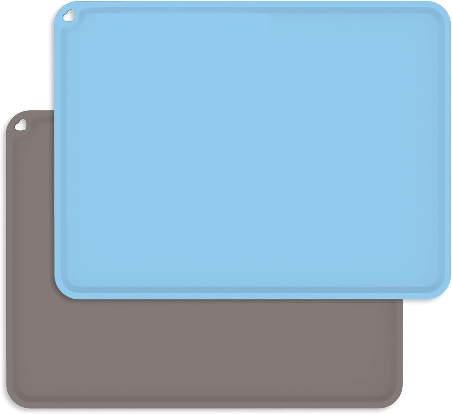 Silicone Kids Placemats, Non-Slip Portable Placemats for Kids Baby Toddlers Table Mats, Reusable Children&rsquo;S Dining Food Mat, 2Pack, Baby Blue/Gray