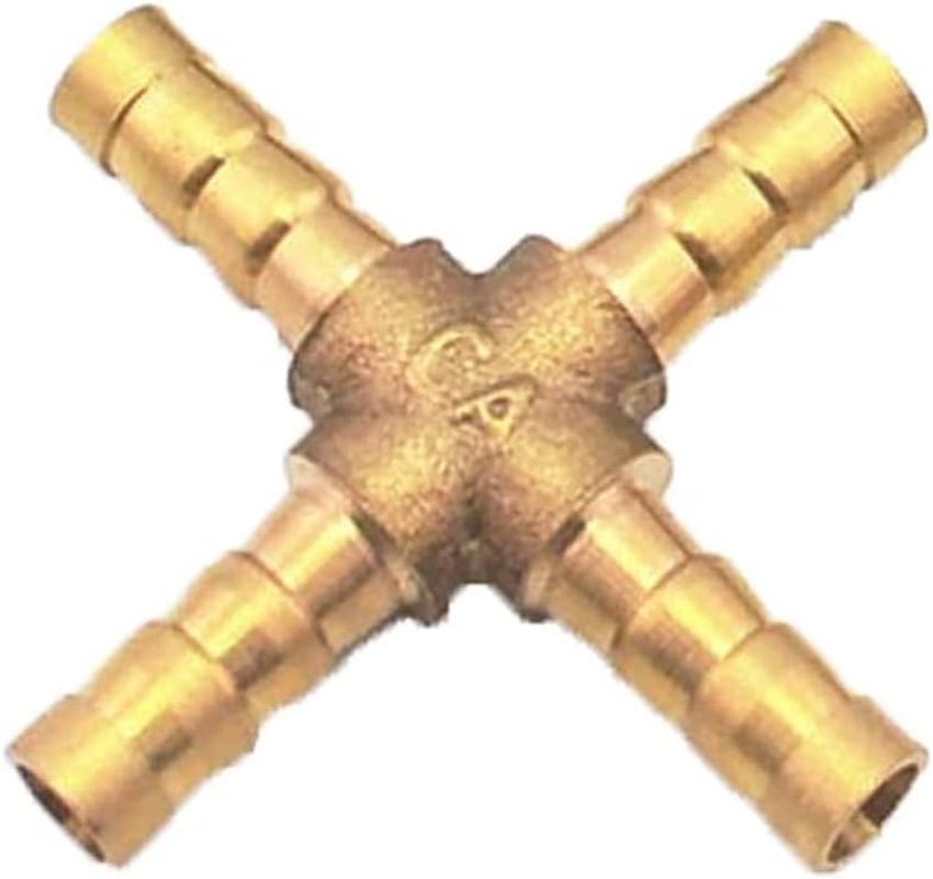 Brass Barb Hose Fitting T/Y/X Type Air Water Fuel Gas Hose Joiner Connector VARIOUS SIZE (T PIECE 8MM) image number 2