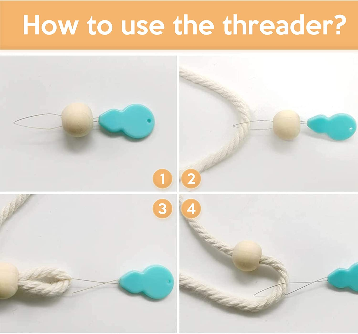 Macrame Kit Worthplanet 115Pcs Macrame Cotton Cord 3Mm 109 Yards Macrame Supplies Starter Kit with Wood Beads Wood Ring Wooden Sticks Needle Threader for Crafts Plant Hangers W200022 image number 3