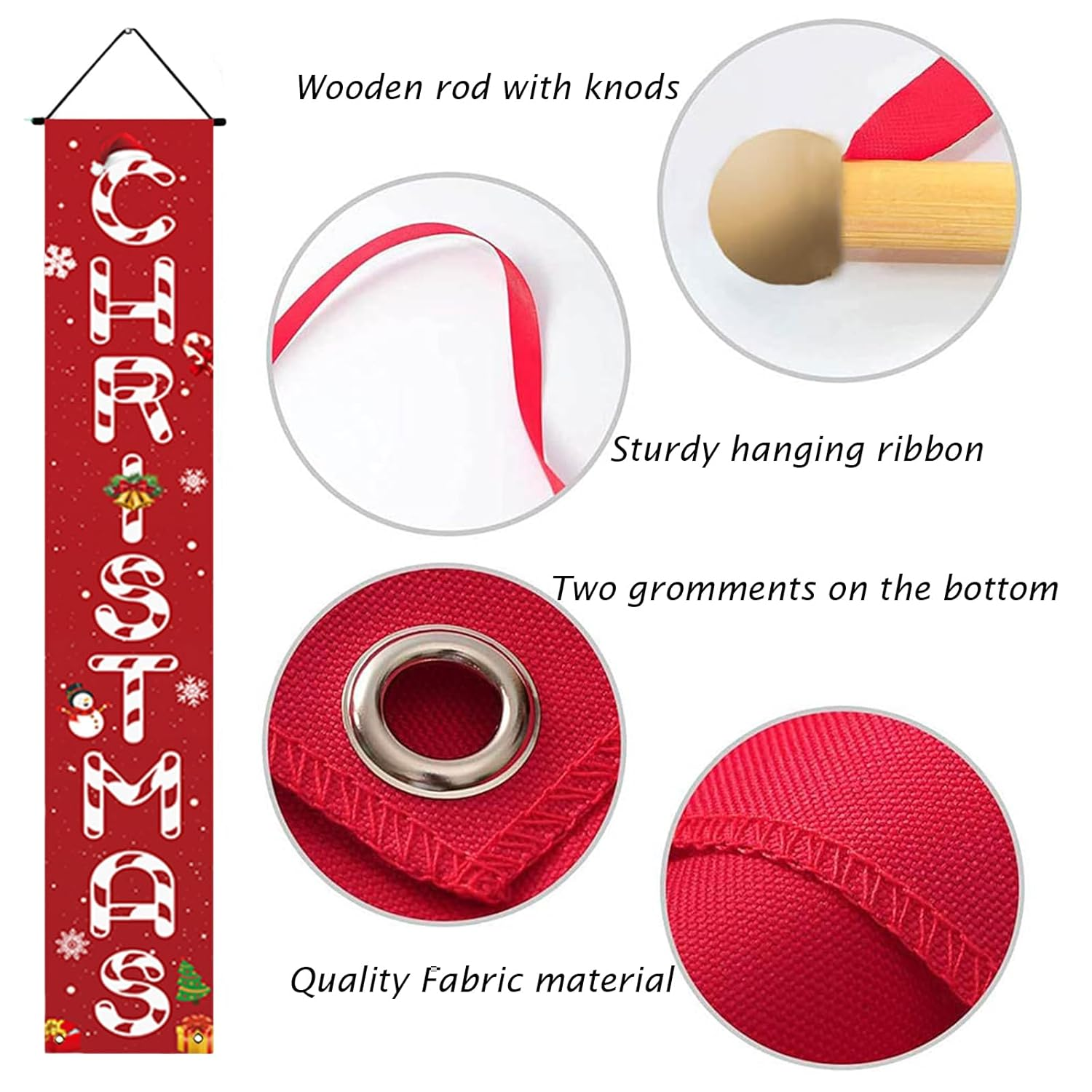 SYTHAK Christmas Decorations Outdoor Yard Front Porch Sign Set, Door Banner, Hanging Merry Christmas Decorations for Home, Indoor Outdoor Xmas Decor Wall Front Door Yard Garage image number 5