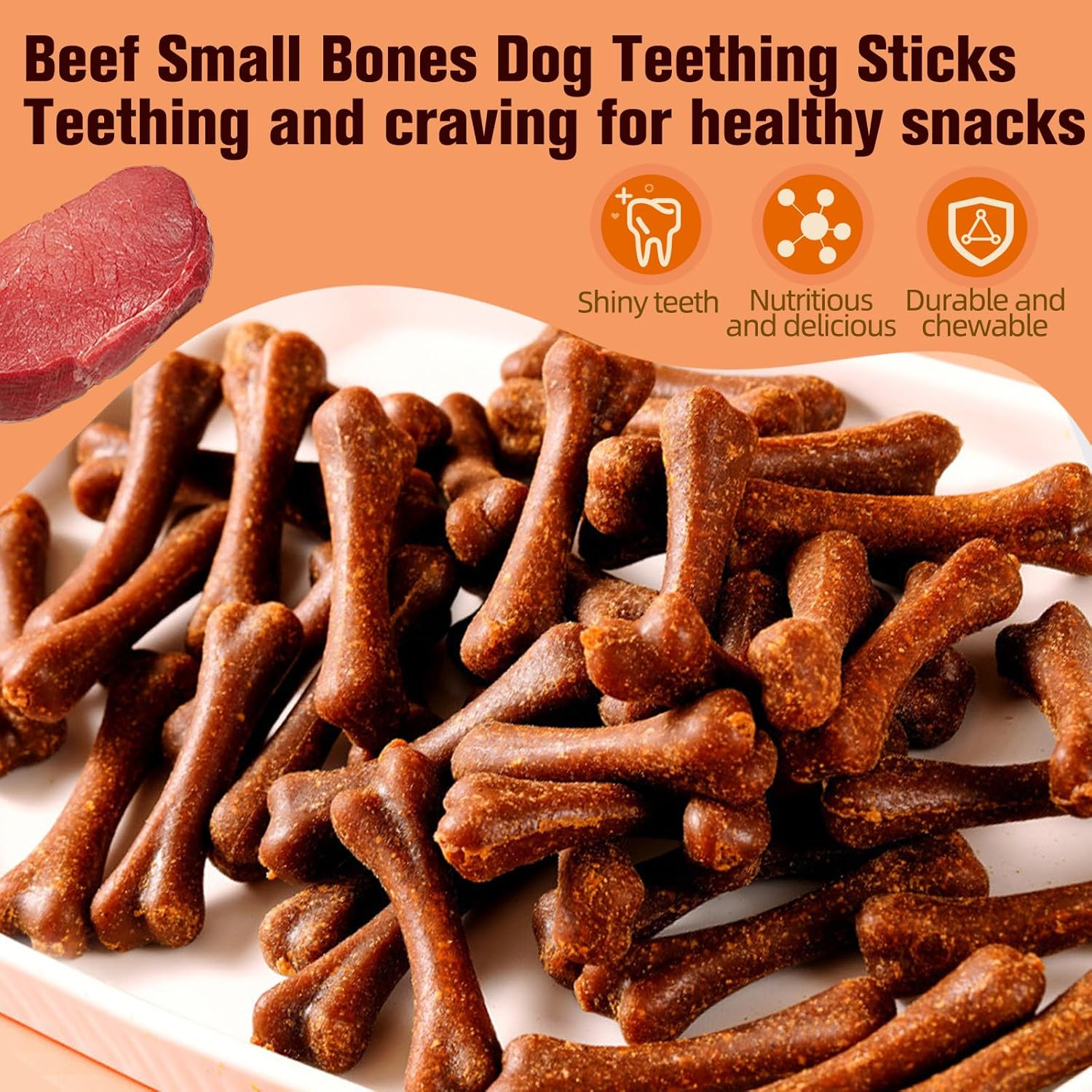 Dental Chew Sticks for Dogs - Beef Flavor Teeth Cleaning Treats, Plaque & Tartar Control, Long-Lasting Chew Toy for Small to Medium Dogs, Healthy Teeth Cleaning Treats image number 2