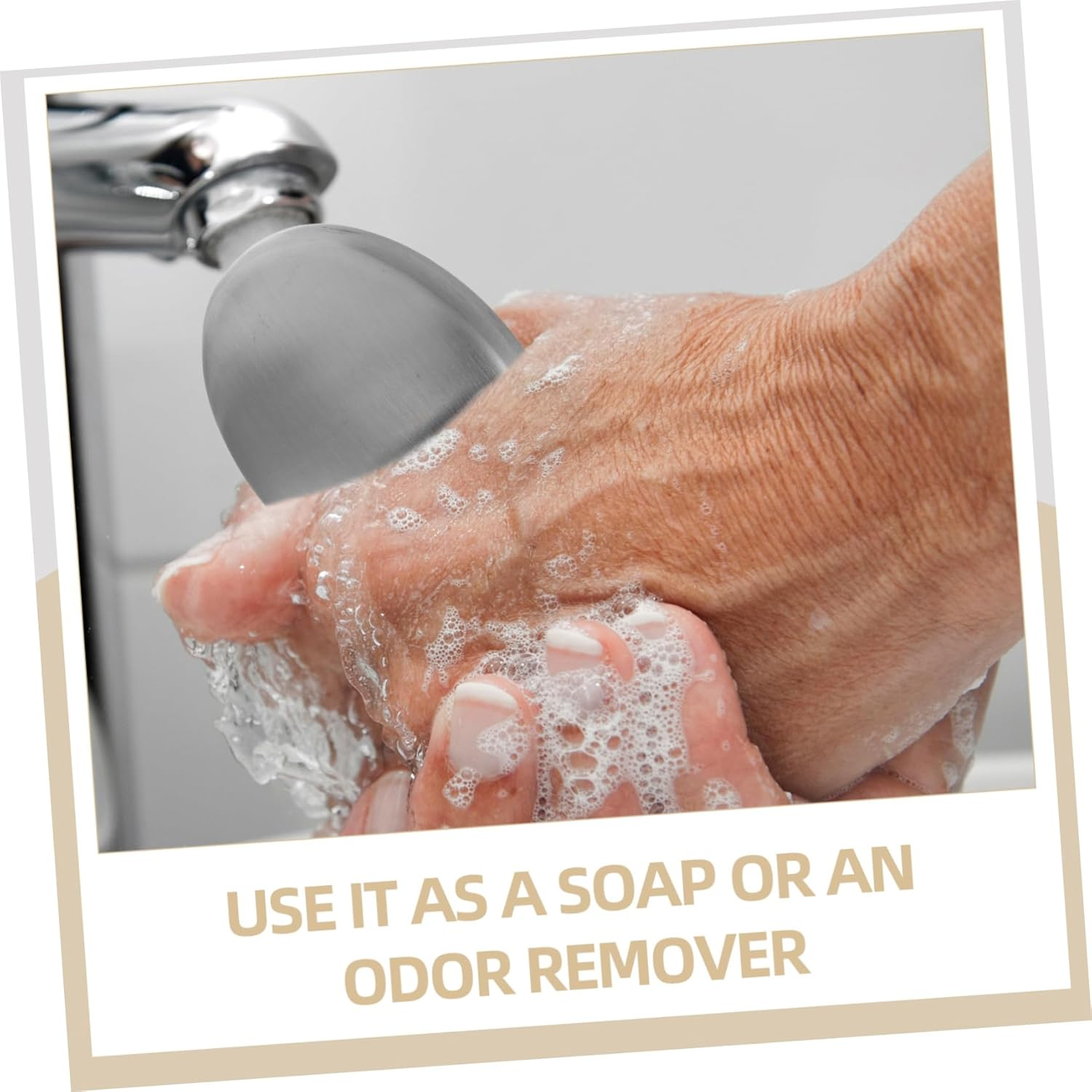 SHOWERORO Stainless Steel Soap Bar Odor Remover Portable Odor Absorber Soap for Home and Kitchen Convenient Small Metal for Cooking and Hand Washing image number 2