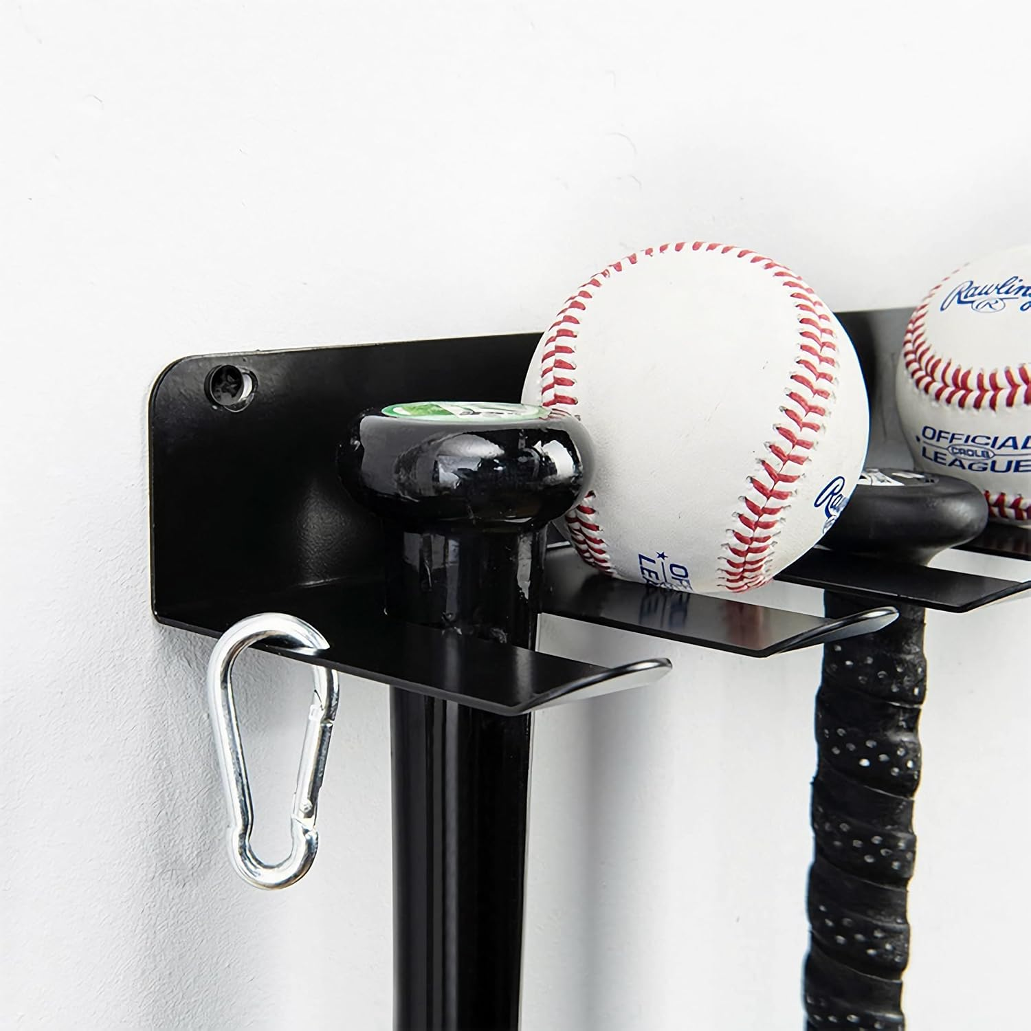 Heavy Duty Metal Baseball Bat Rack,Baseball Softball Bat Hanger Display Shelf with 2 Hanging Buckles, Hold 12 Baseball/Softball Bats, Multi-Purpose Wall Mount Sports Equipment Organizer Holder image number 3