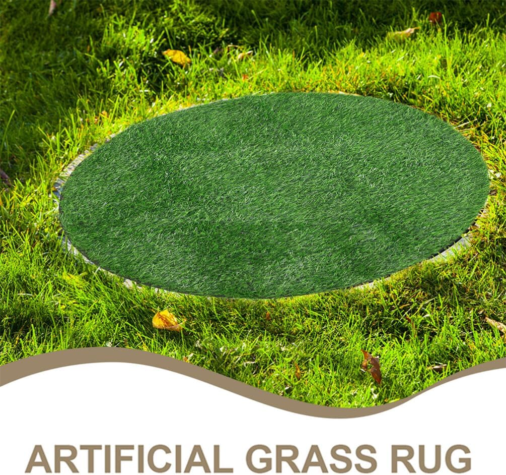PRETYZOOM round Artificial Grass Turf Outdoor Indoor Area Rug Circular Carpet Realistic Synthetic Grass Runner Soft Grass Mat for Pet Dog Lawn Garden 31 Inch image number 3