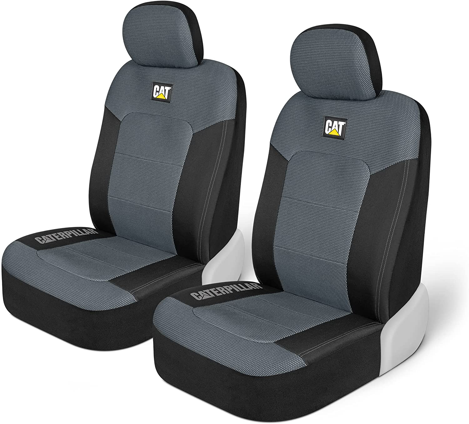 Caterpillar Meshflex Automotive Seat Covers for Cars Trucks and Suvs (Set of 2) &ndash; Gray Car Seat Covers for Front Seats, Truck Seat Protectors with Comfortable Mesh Back, Auto Interior Covers