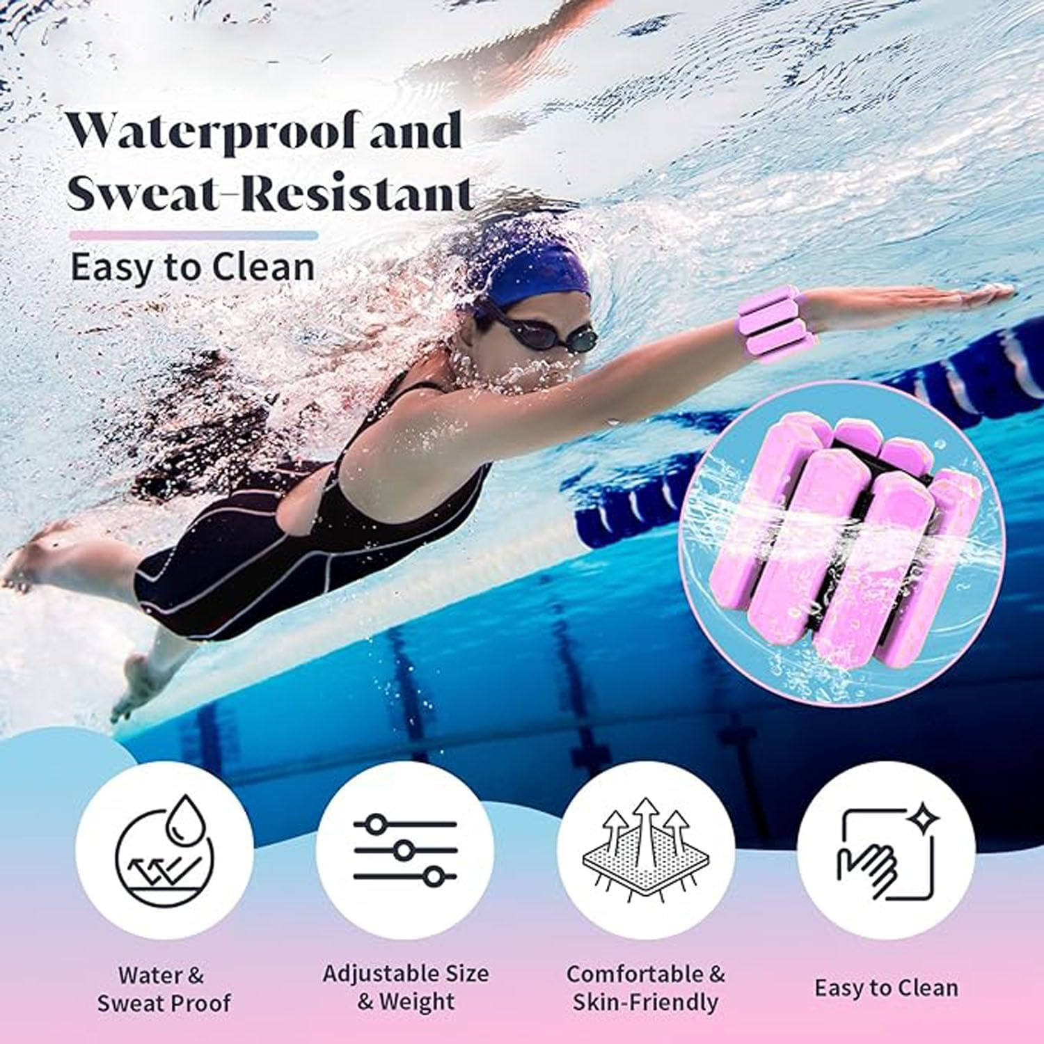 Lxcshljx 2PCS Wrist Ankle Weights(1Lb/Pair), Adjustable Wearable Wrist and Ankle Weights for Women Men, Silicone Weighted Wristlet Bracelet Wraps for Exercise, Yoga, Dance, Pilates, Aerobics, Workout image number 6
