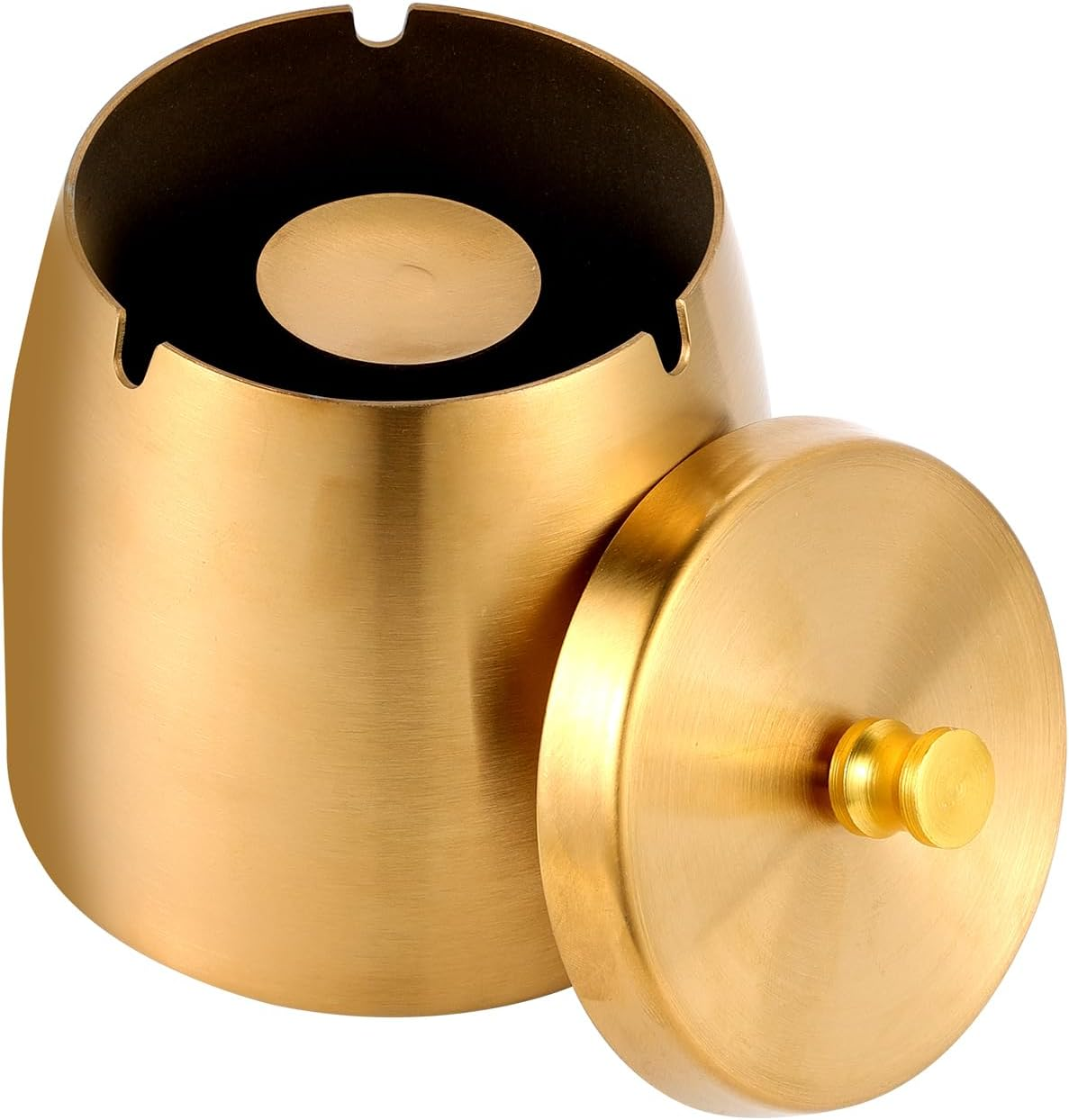 Outdoor Ashtrays for Patio with Lid, Ash Trays with Covers, Ashtray Odorless, Ash Tray Sets for Cigarettes, outside Covered Stainless Steel Iron Windproof Tabletop