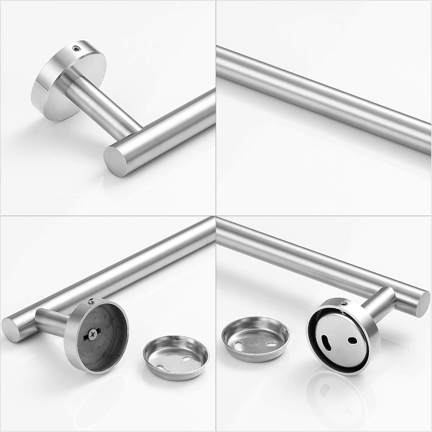 Hxcomet 16Inch Towel Rail Wall Mounted, Towel Stands, Towel Holder Screw Mounting Small Towel Rail for Bathroom and Kitchen SUS 304 Stainless Steel Brushed Finish,Silver/40Cm