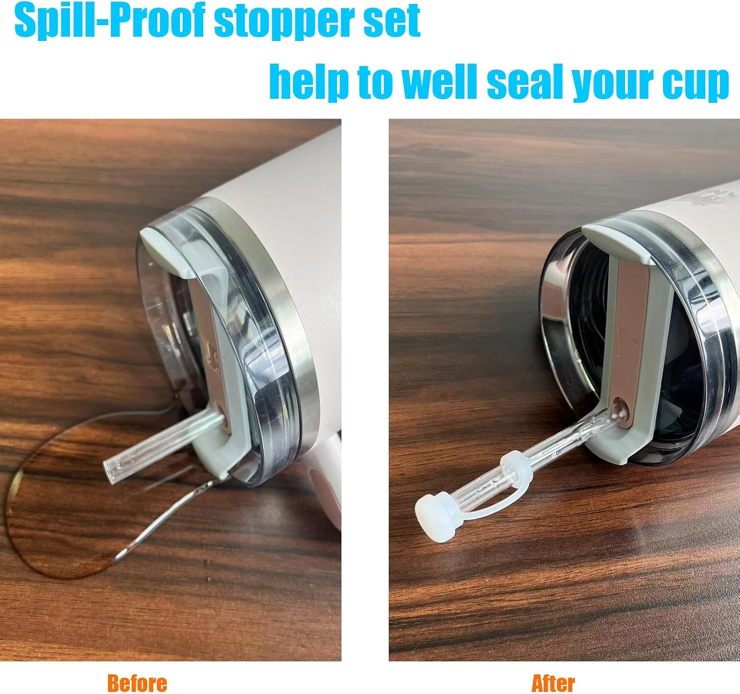 Leak Stoppers Accessories Set for Stanley H2.0 40Oz/30Oz Tumbler, Includes 2 Set No Spill Stoppers and Straw Covers, Leak Proof Stoppers for Stanley Lid (6 Pcs) image number 1