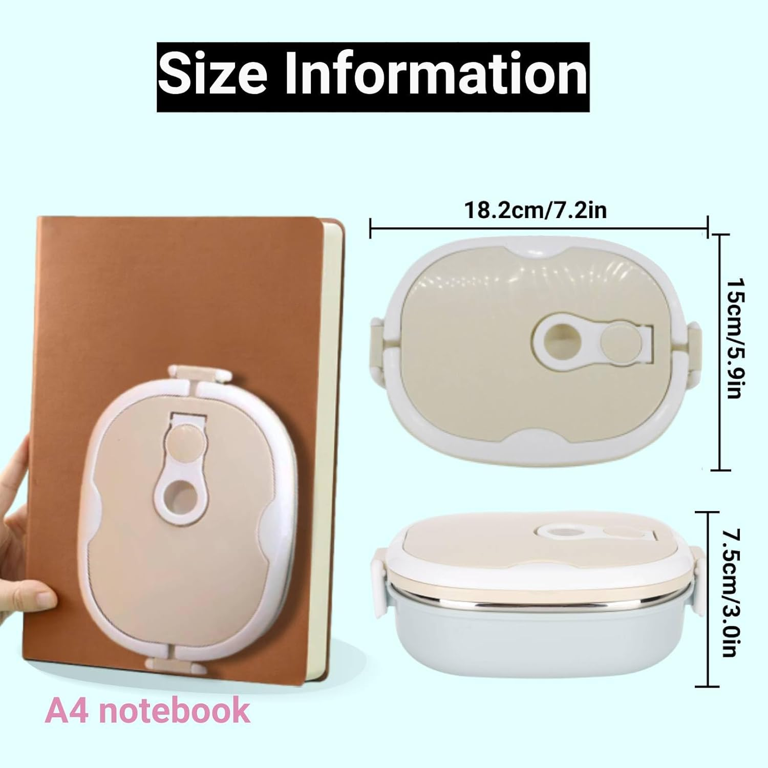 Niiyen Lunch Box 900Ml 1 Layer Hot Food Lunch Containers Portable Lunchbox Stackable 304 Stainless Steel Adult Bento Lunch Box Cold Food Storage Bowl for School Office Outdoor Travel - 900Ml image number 6