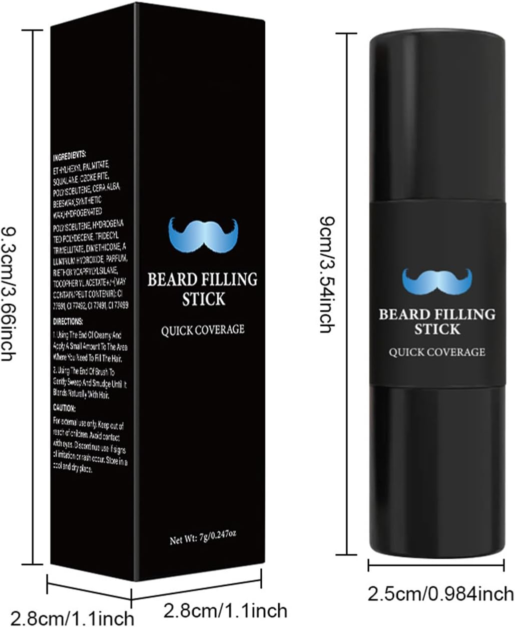 Beard Filler - Moustache Filling Stick and Brush - 7G Long-Lasting Waterproof Sweat-Proof Tint for Facial Hair Makeup Shaping Enhancement image number 6