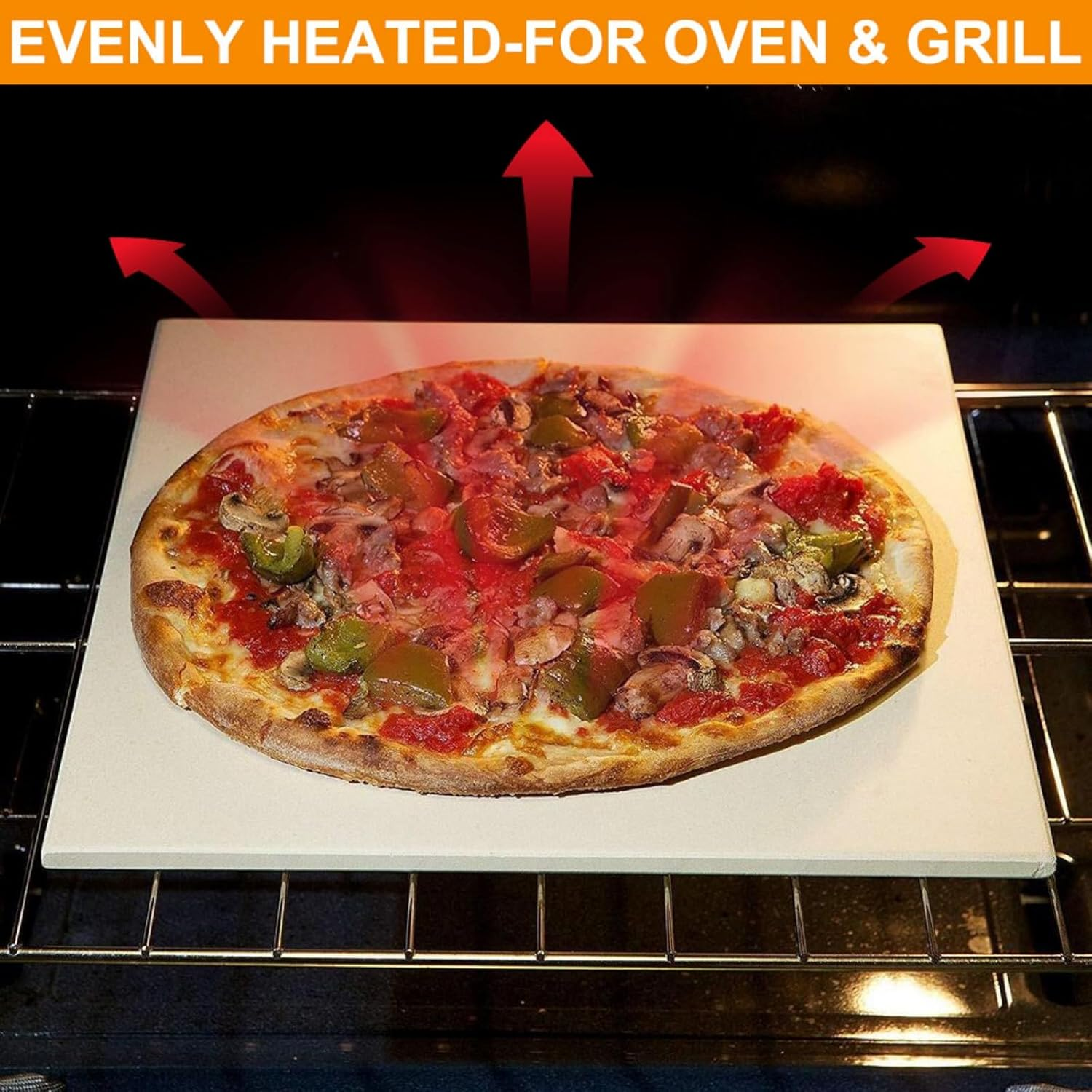 Extra Large Pizza Stone for Oven Baking, BBQ Grilling, 20" X 13.5" Rectangular Baking Stone Oven Bread Pan for Baking Bread, Universal High Temperature Cordierite BBQ Cooking Stone for Pellet Grill image number 4