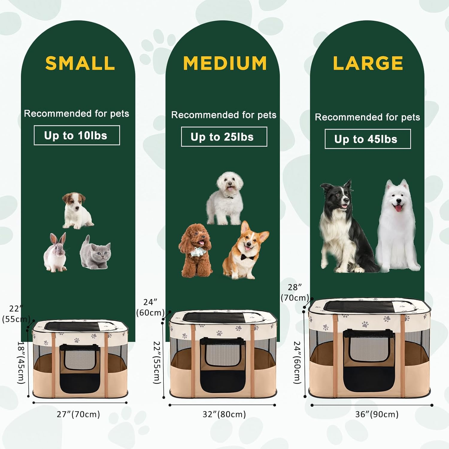 Avont Portable Dog Cat Playpen, Foldable Pop up Pet Play Pen Travel Crate with Floor and Mesh Door Top for Indoor Outdoor Collapsible Tent Cage -S, Orange