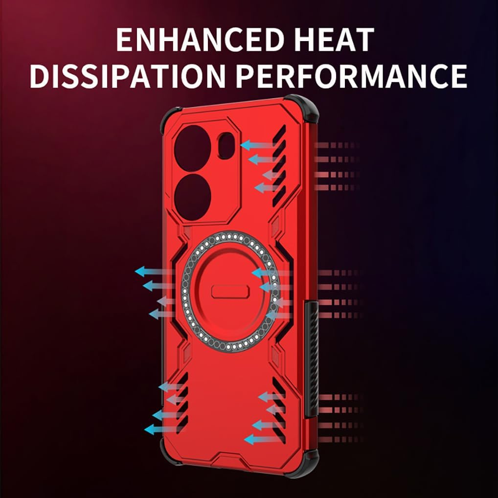 SEAHAI Case for Xiaomi Poco X7 Pro 5G with Magnetic Adsorption Function, Military Shockproof Case, Ultra Thin Hard PC Protective Case, Silicone TPU Bumper Mobile Phone Case, Blue - Black image number 6