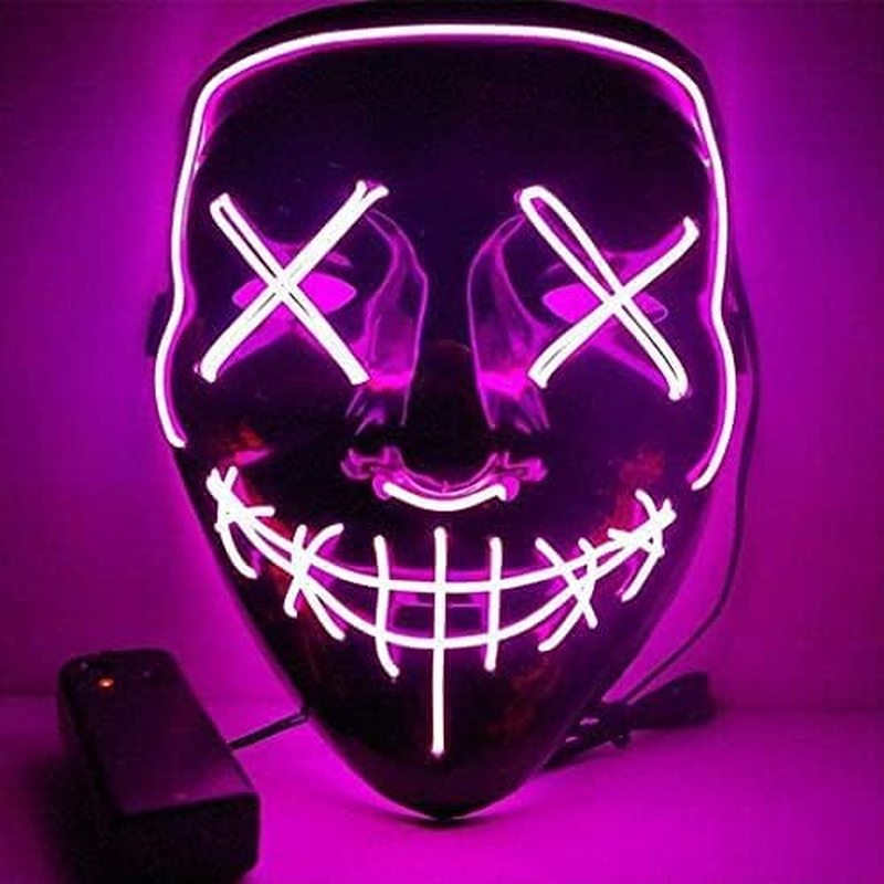 Worldtree Halloween Light up Mask LED Mask EL Wire Scary Mask for Halloween Festival Party,Masquerade Cosplay Light up Face Mask for Men Women Kids