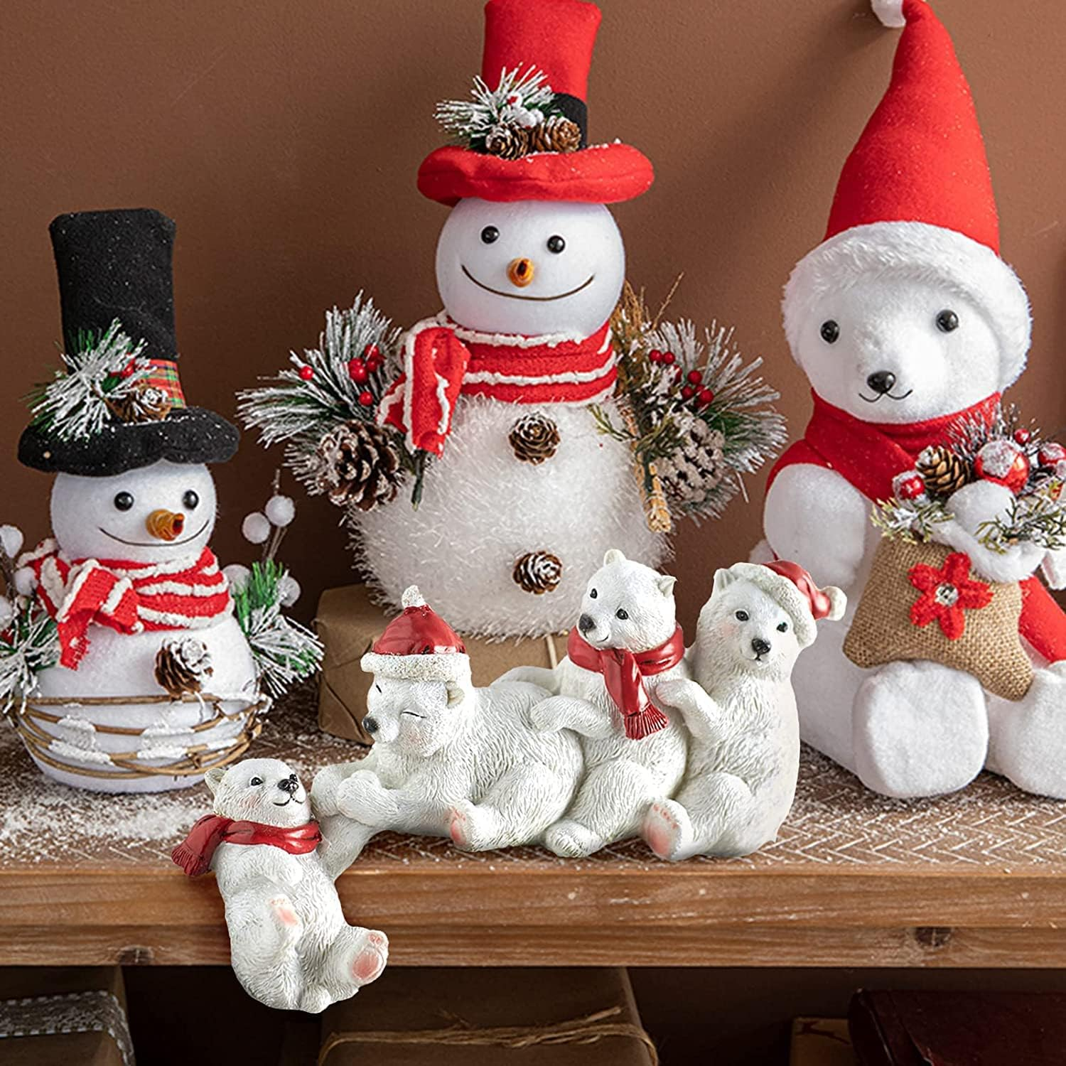 Polar Bear Christmas Decorations Table Corner Decoration,Bear Figurines Table Holiday Decor Holiday Shelf Sitters,Christmas Presents Home Xmas,Polar Bear - Black Bear image number 3