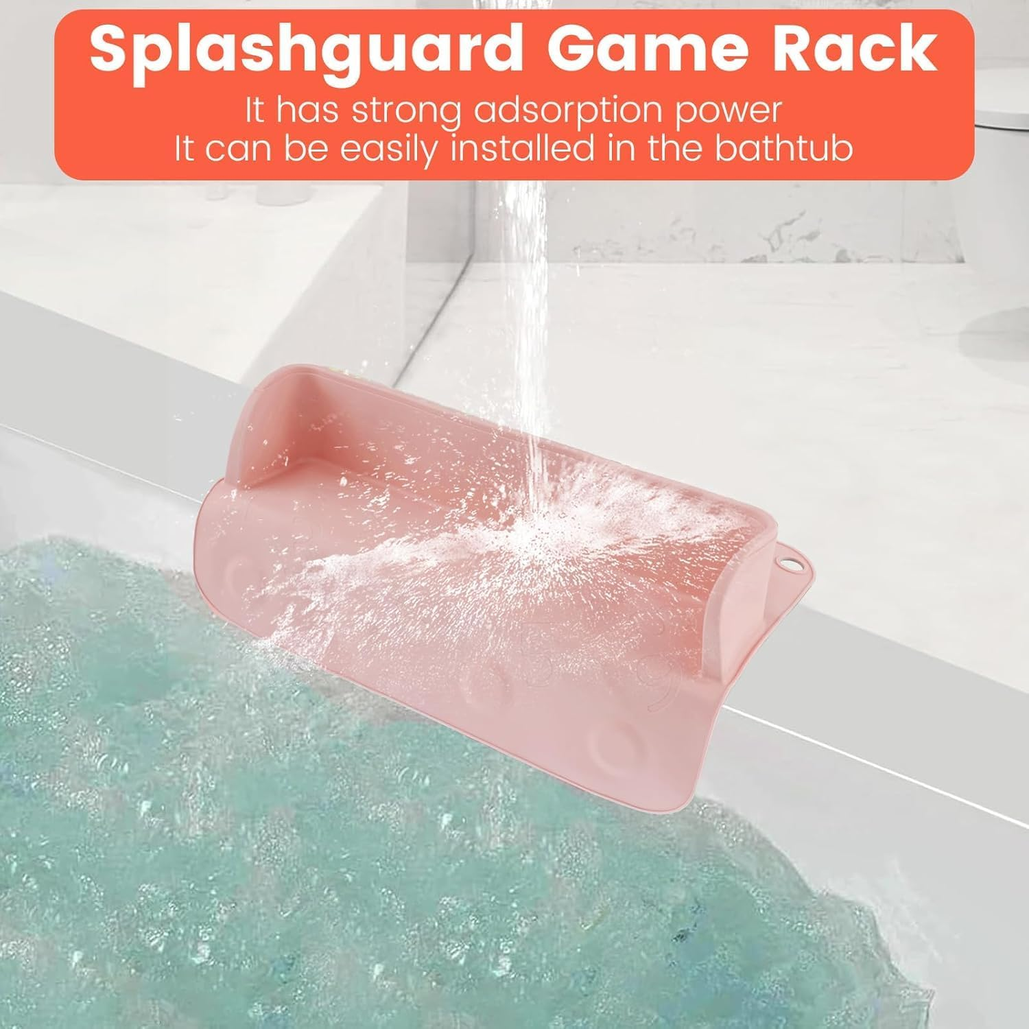 Limcryspp Bathtub Splash Guard, Silicone Children'S Bathtub Rack and Baby Bath Toys, Bathtub Water Protection Rack, Suitable for Young Children and Babies in (Pink) image number 2