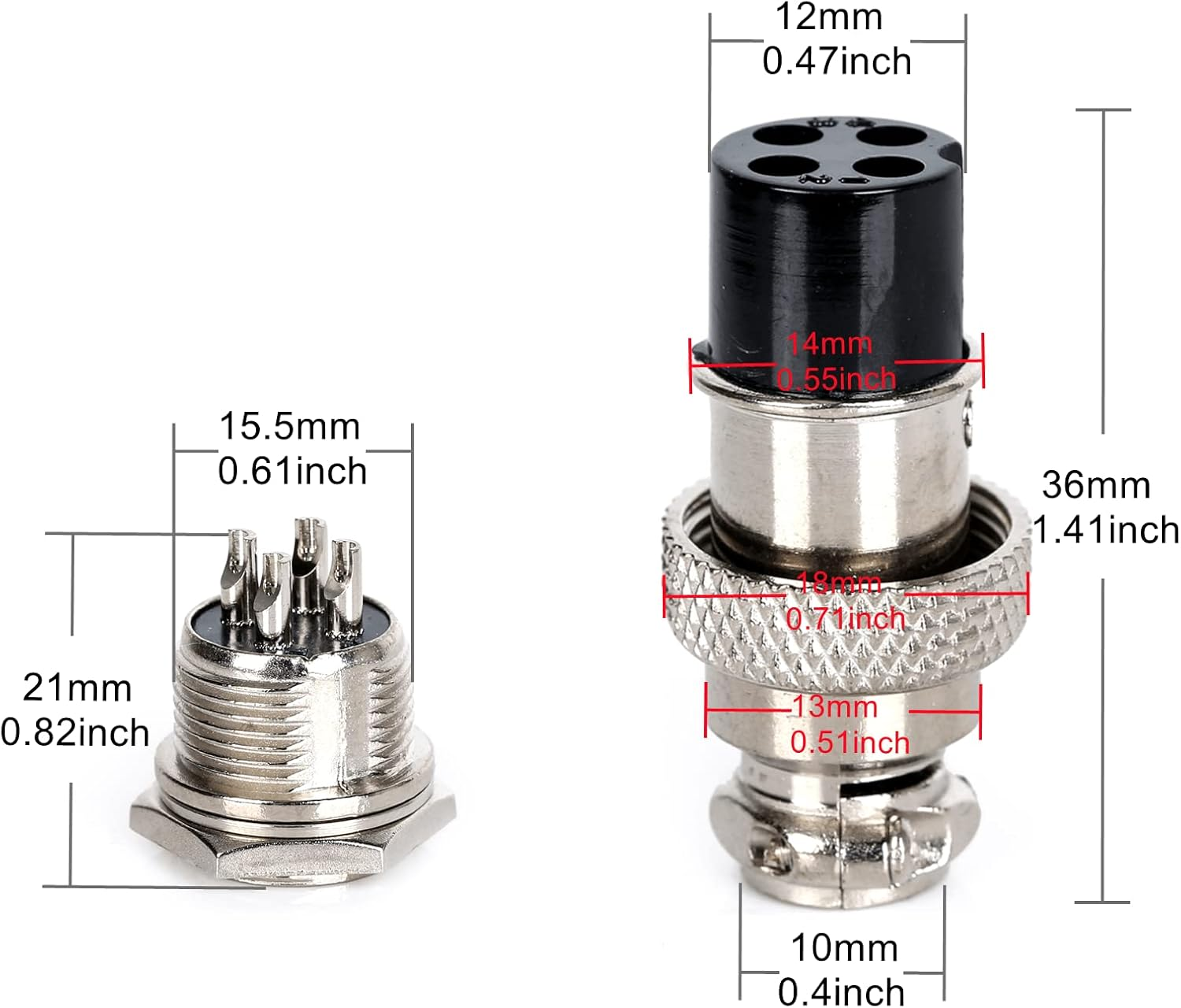 2 Pcs Silver GX16-4 Pin Aviation Connector(16Mm) for Electrical Wiring Power Supply Equipment, Engineering Machinery Parts image number 5
