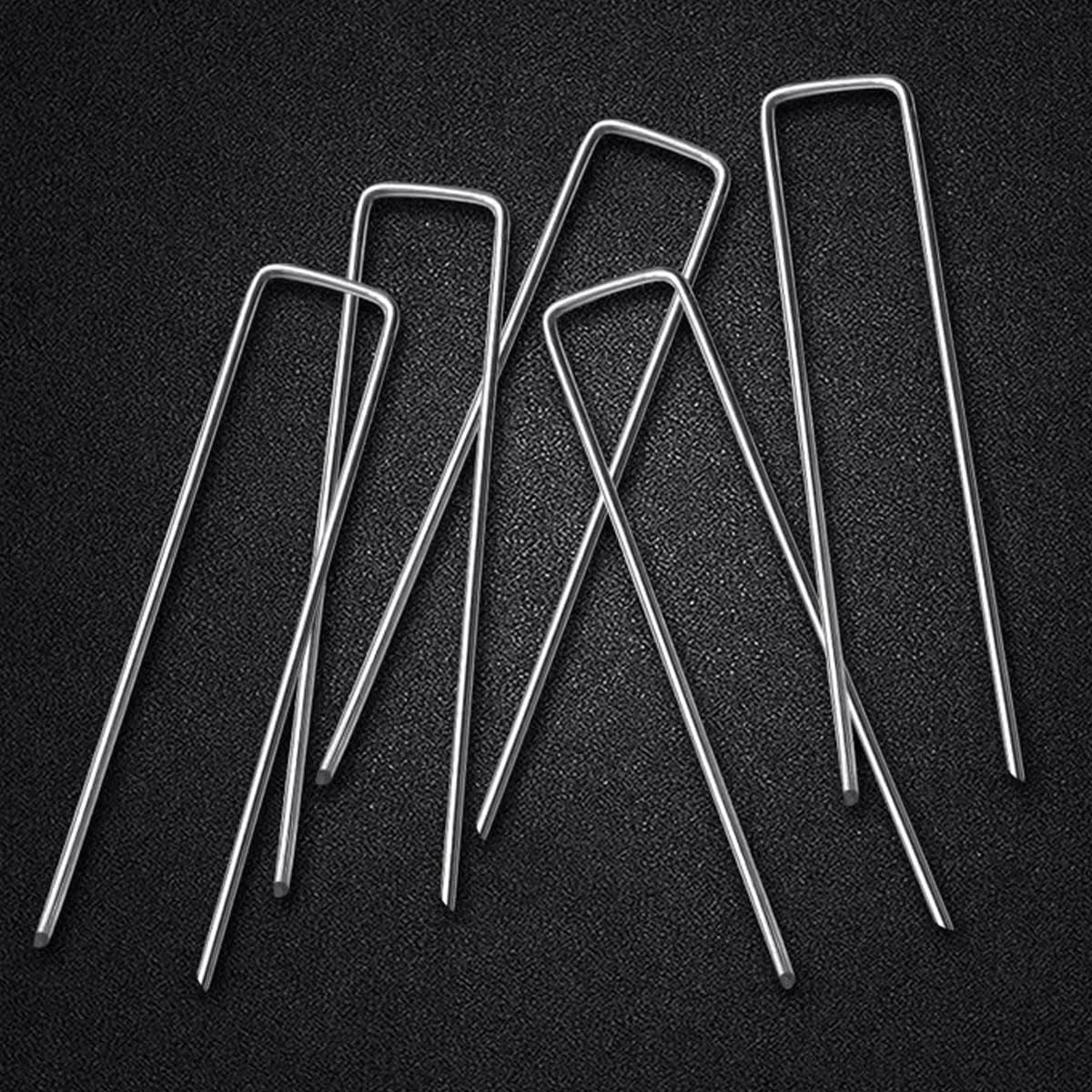 Landscape Staples U-Shaped Heavy Duty Securing Stakes Pins,Tuoyi 30 Pcs Galvanized Gauge Garden Stakes for Anchoring Weed Barrier Fabric and Yard Stakes Netting Ground Mat,40Mm Width 150Mm Length image number 5