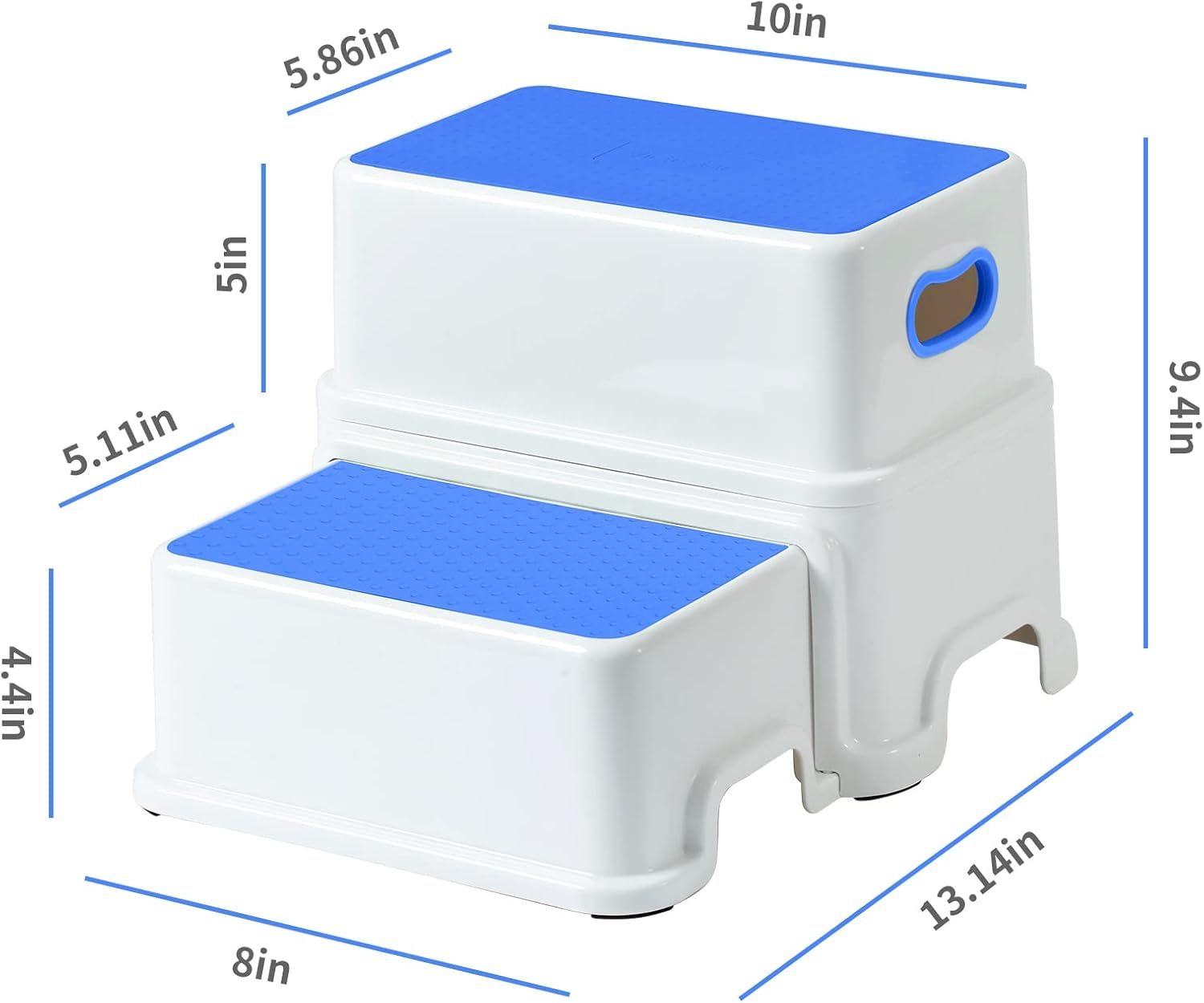 Victostar 2 Step Stool for Kids, Anti-Slip Sturdy Toddler Two Step Stool for Toilet Potty Training, Bathroom,Kitchen (Blue) - Brilliant Green image number 4