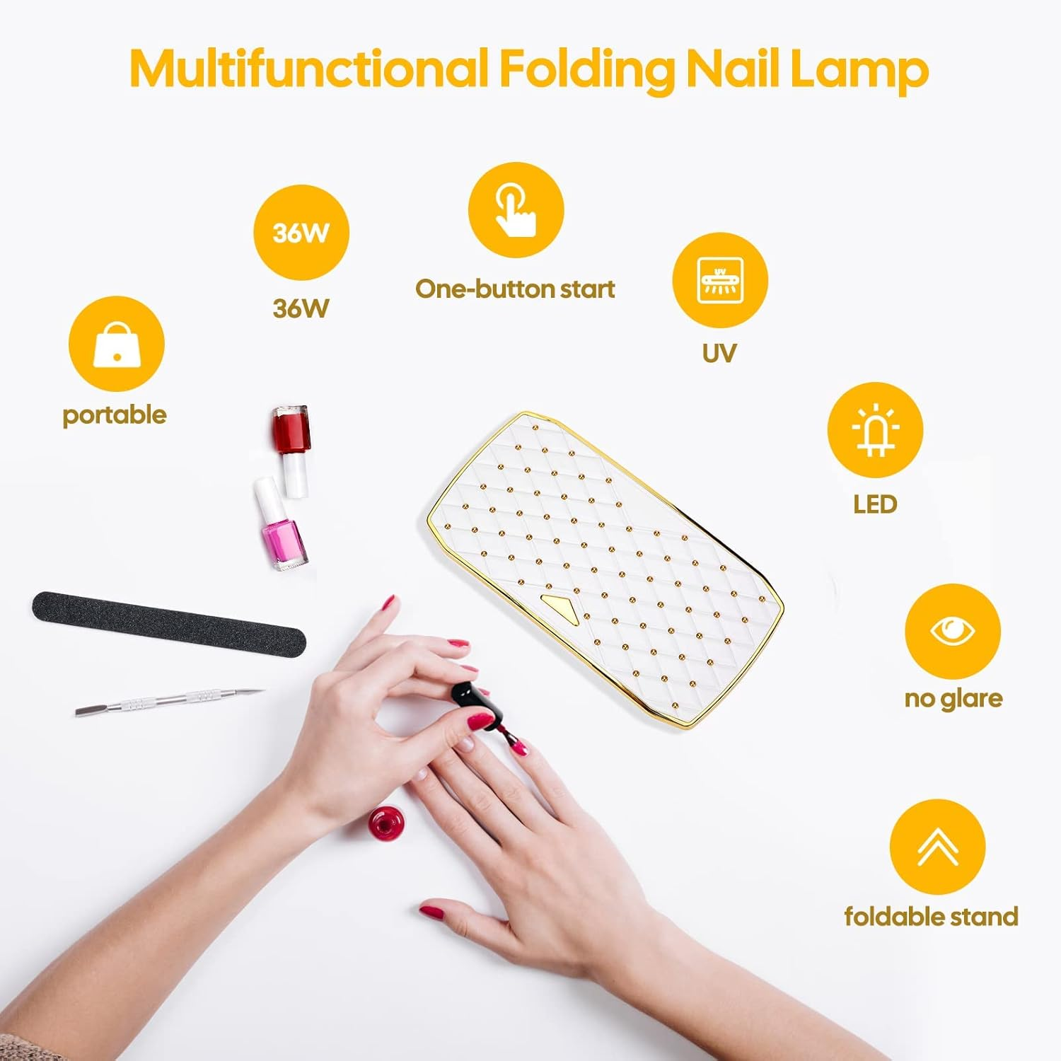 Zalati Nail Lamp 36W UV LED Light Foldable Portable Curing Lamp for Gel Nails Quick Drying Nail Art