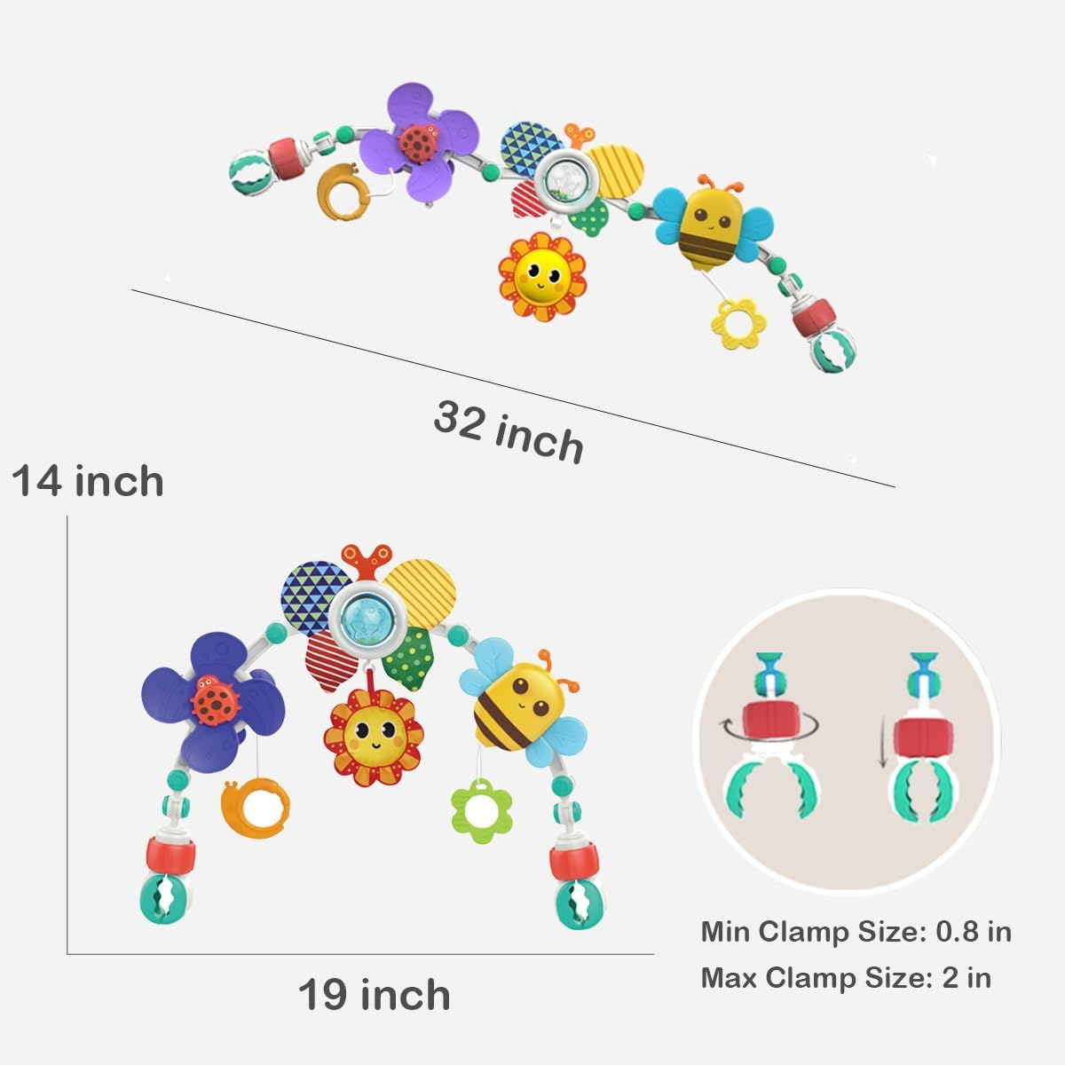 Baby Hanging Stroller Play Arch Toy, Crib Accessory and Car Seat Activity Mobile Adjustable Arch Toys with Animals, Travel Sensory Crib Toy for Babies Boys and Girls image number 5