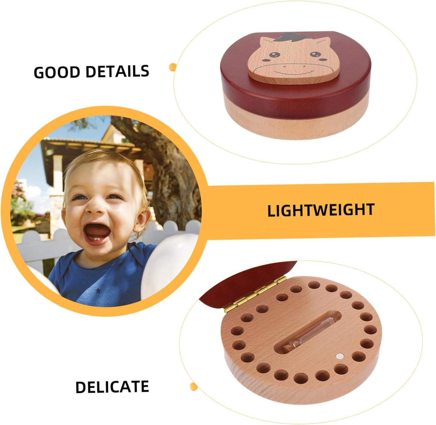 Wooden Dental Box Teeth Saver Keepsake Box for Boy Girl Fairy Holder and Zodiac Collection Organizer image number 3