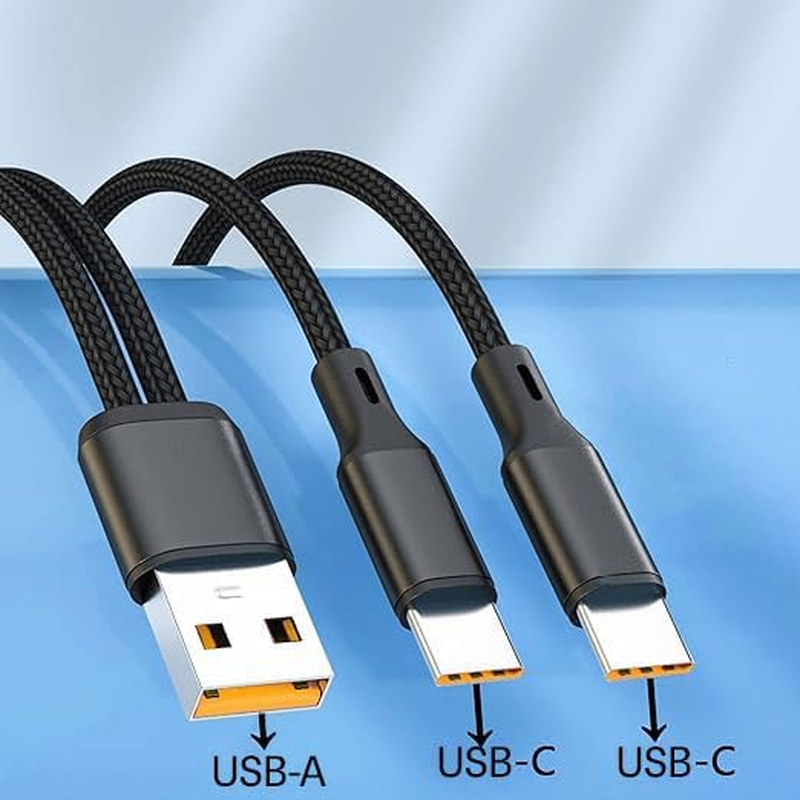2 in 1 Fast Charging USB Car Cable，1M 3A Dual Splitter Nylon Braided USB a Charge,Usb a to Double USB C Mfi Certified Cord Compatible with Iphone 16/15/Pro/Plus/Max and More-Black image number 7