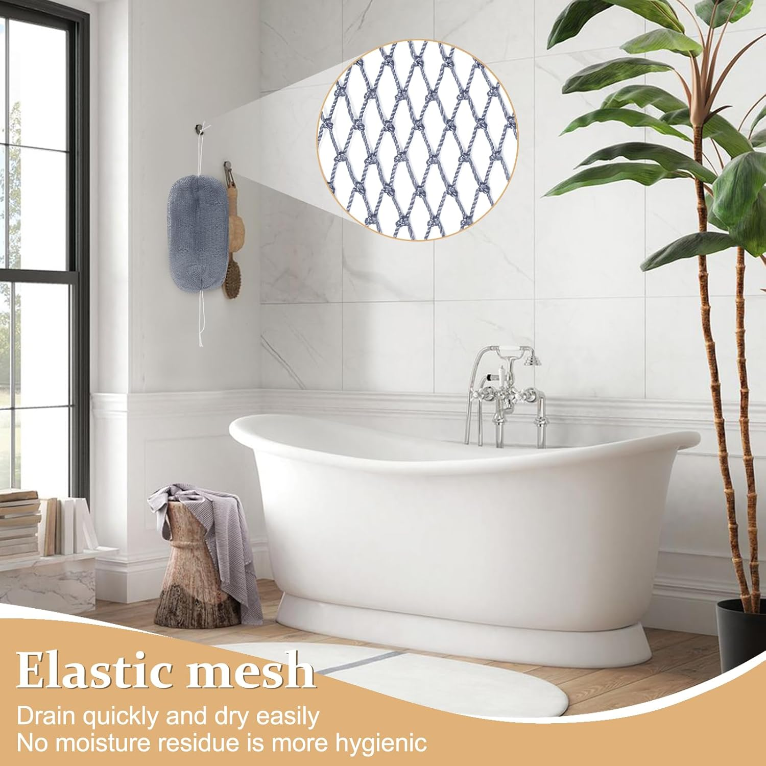 African Net Sponge with Knots,Authentic Exfoliating Bath Sponge for Deep Cleansing, Long-Lasting Body Scrub, Shower & Bath Accessories for Women & Men (Gold)