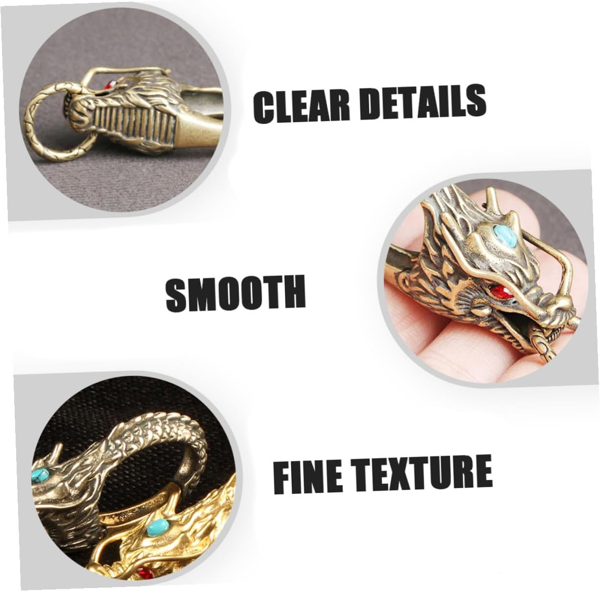 BCOATH Retro Brass Dragon Head Key Buckle Waist Key Clasp for Men Vintage Style Personalised Accessory image number 3