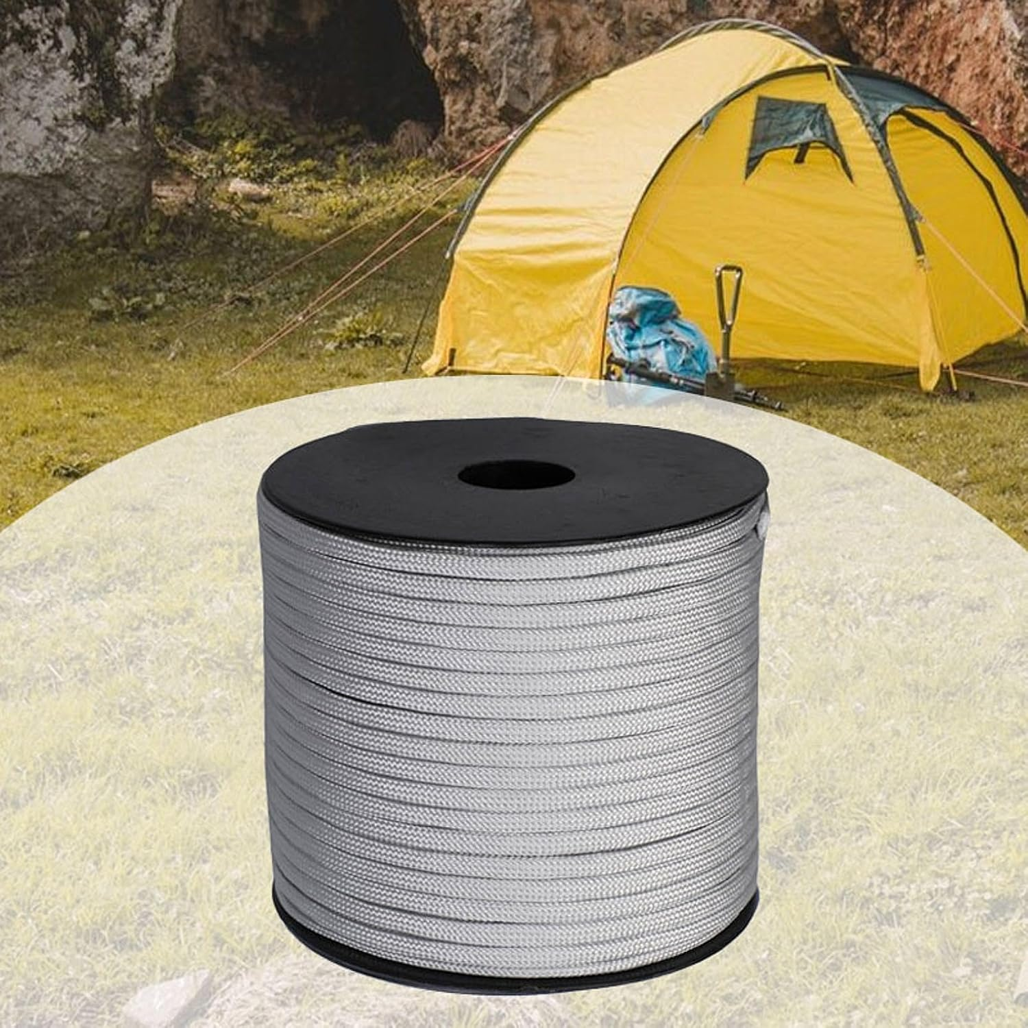 Eigell Camping Paracord Tent Rope Versatile 4Mm Craft DIY Strong Camping Rope Parachute Cord for Outdoor Emergency Camping Bracelet - Silver Gray image number 2