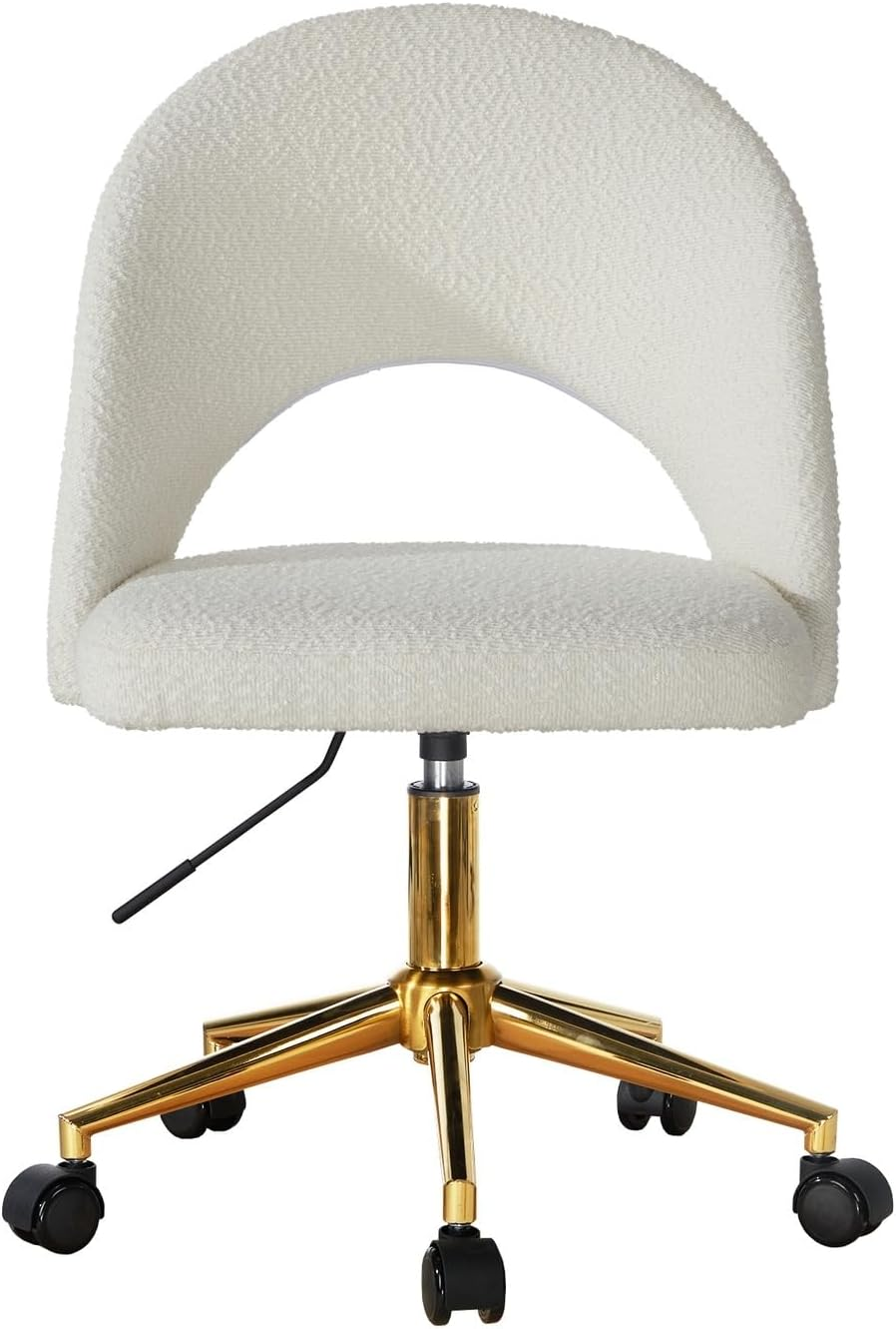 Oikiture Office Desk Chair with Boucle Cover Armless Home Office Chair for Home Office Bedroom White and Gold image number 2